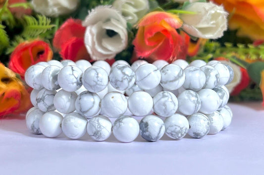 Howlite Stone Bracelet l Stretchable Bracelet l Unisex Bracelet l 8 MM Bracelet