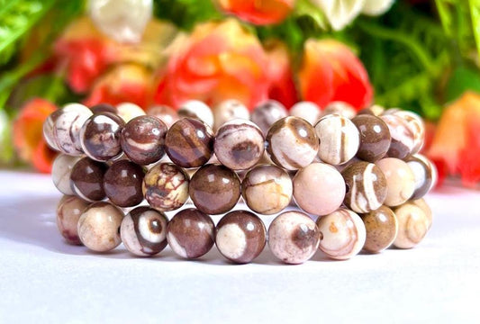 Australian Zebra Jasper Stone Bracelet l Stretchable Bracelet l Unisex Bracelet l 8 MM Bracelet