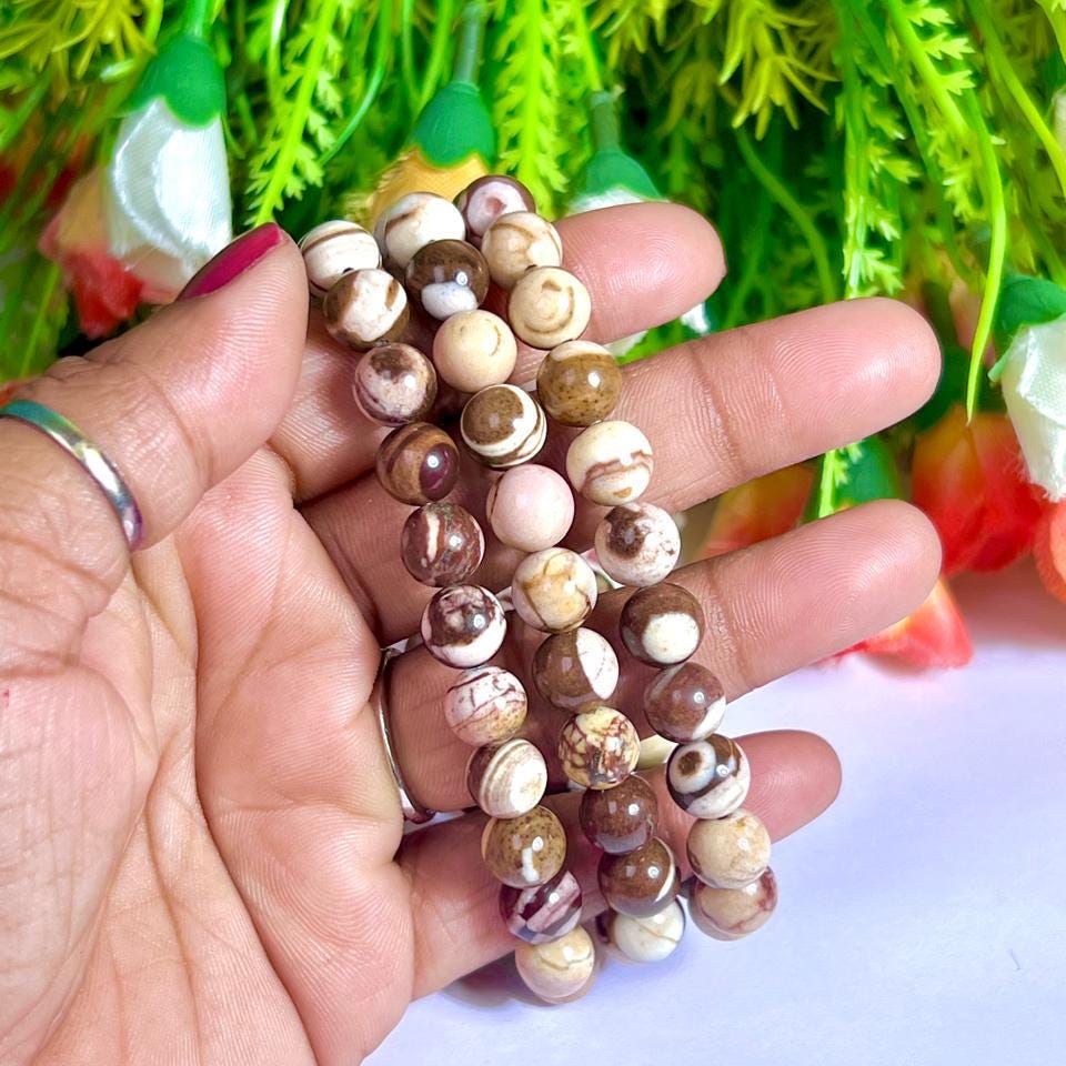 Australian Zebra Jasper Stone Bracelet l Stretchable Bracelet l Unisex Bracelet l 8 MM Bracelet