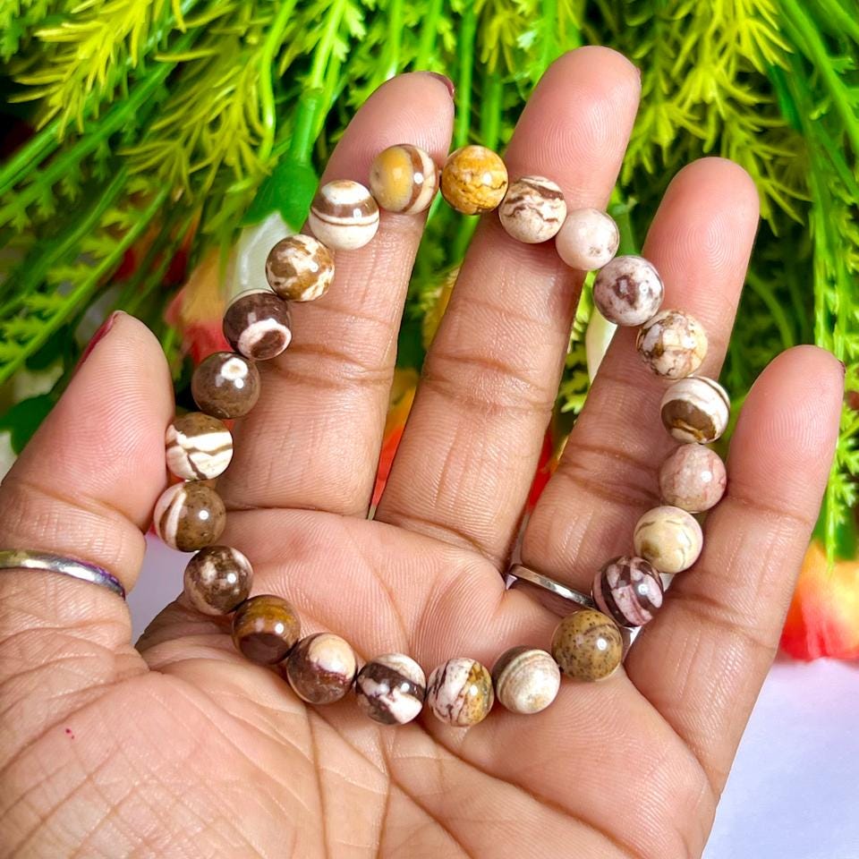 Australian Zebra Jasper Stone Bracelet l Stretchable Bracelet l Unisex Bracelet l 8 MM Bracelet