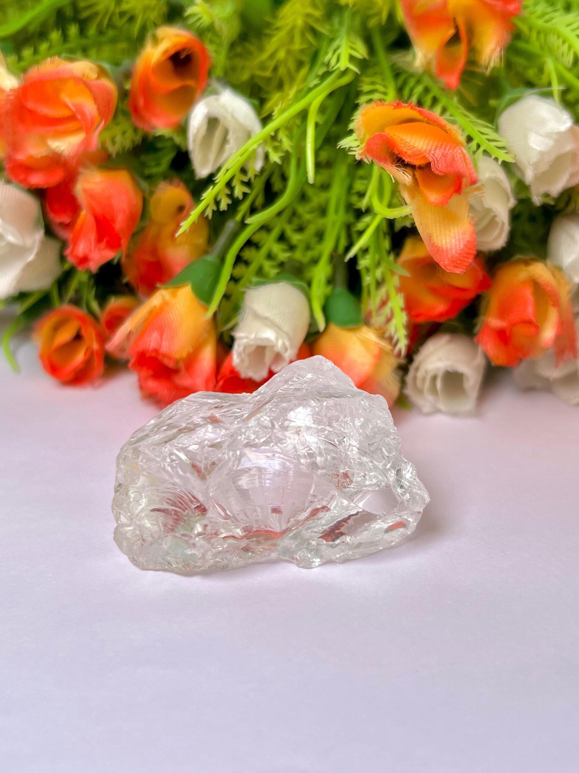 Premium Rainbow Satyaloka Quartz Crystal Natural Rough Stone with Beautiful Rainbow 70 Gram