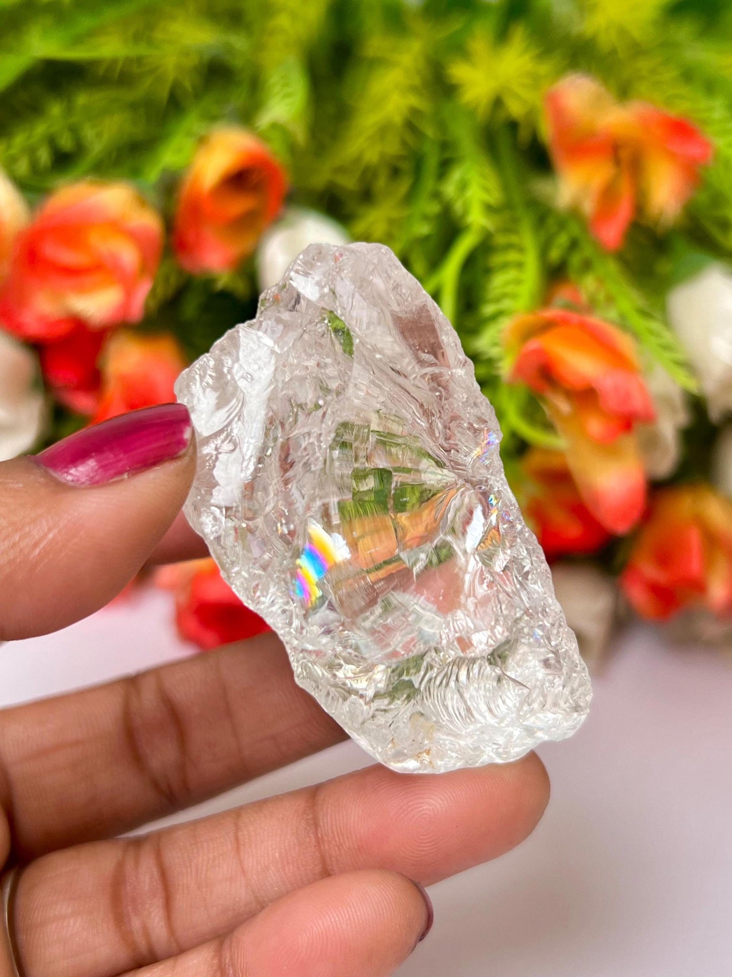 Premium Rainbow Satyaloka Quartz Crystal Natural Rough Stone with Beautiful Rainbow 70 Gram