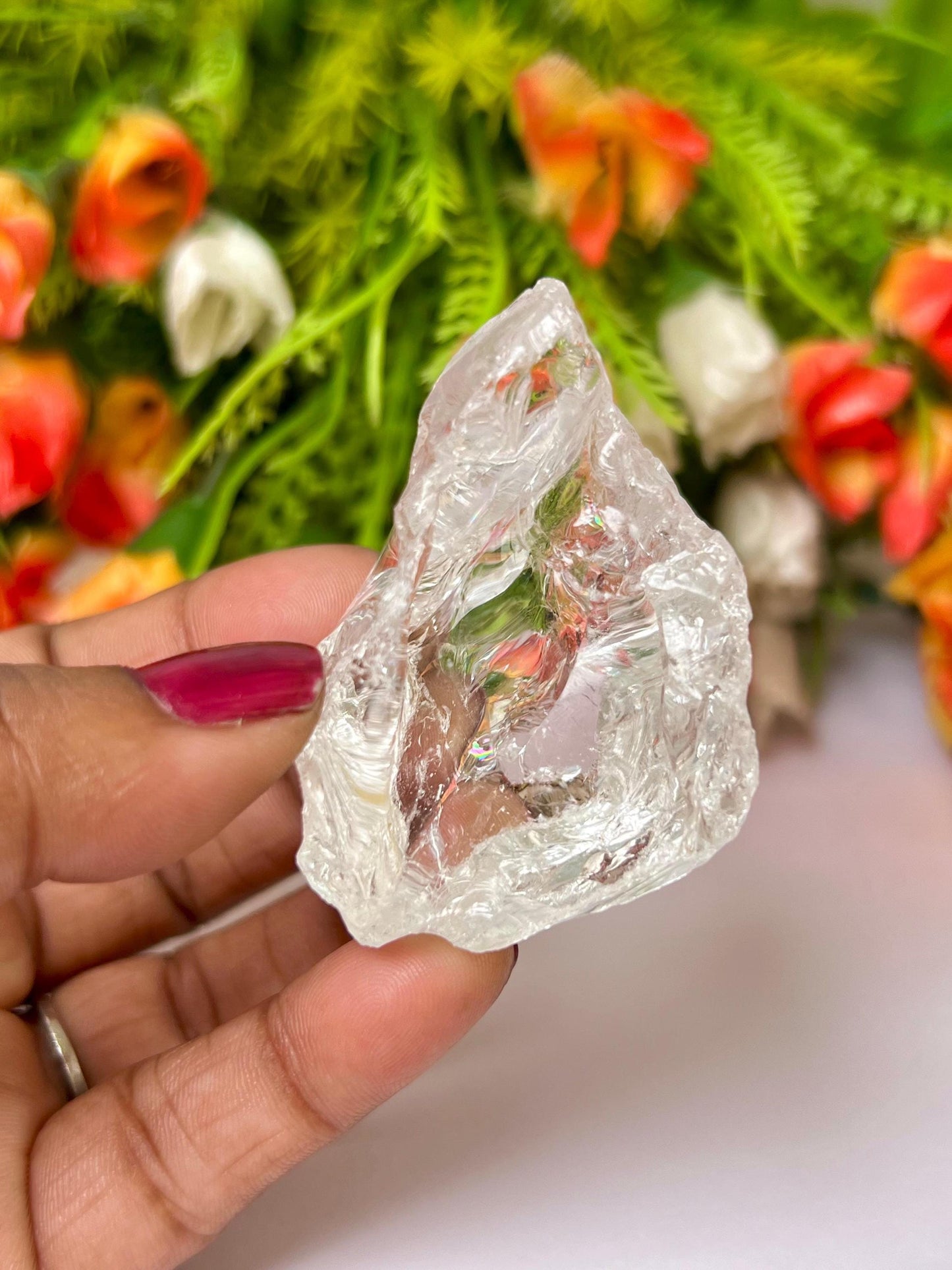 Premium Rainbow Satyaloka Quartz Crystal Natural Rough Stone with Beautiful Rainbow 70 Gram
