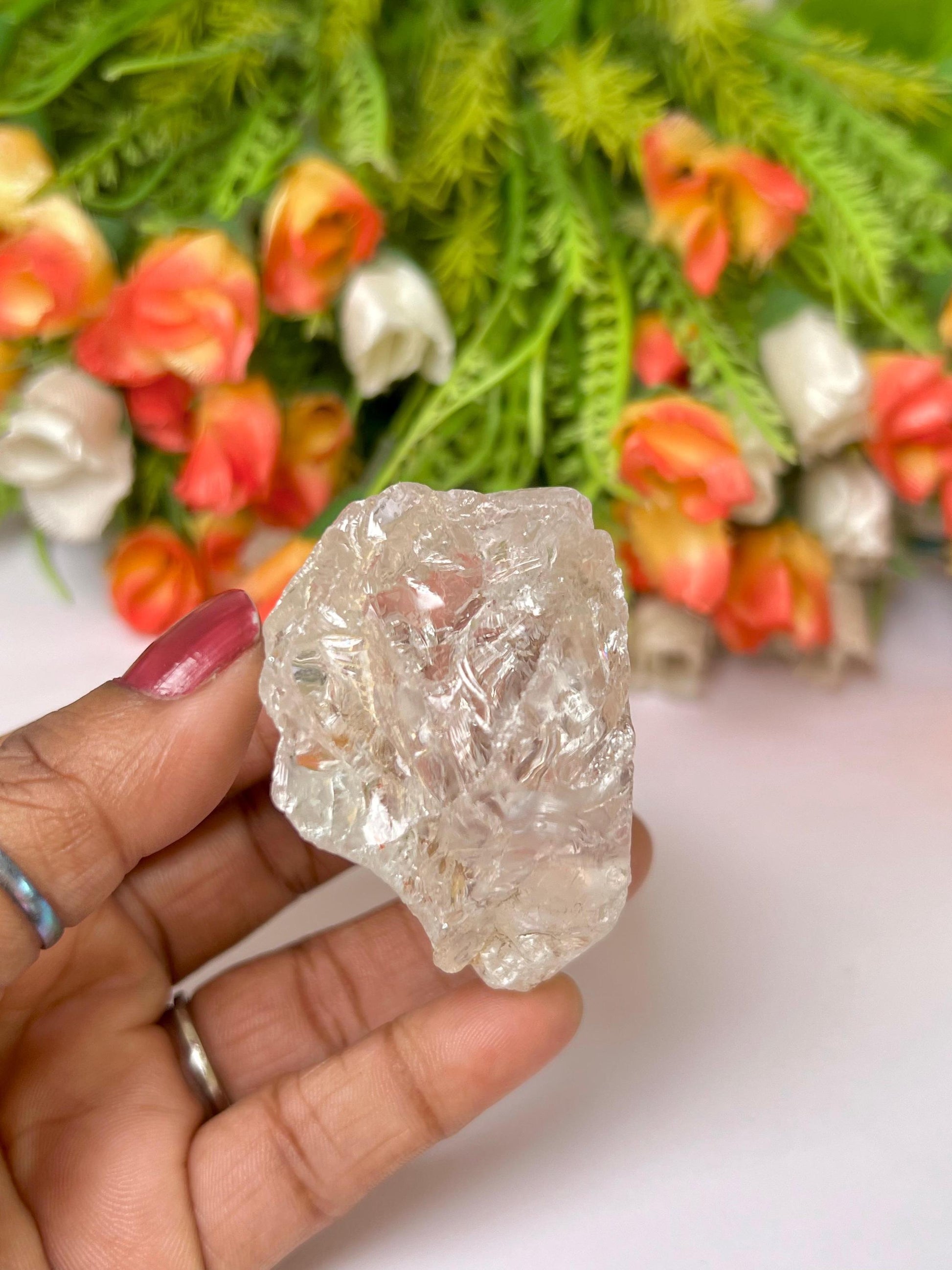 Premium Rainbow Satyaloka Quartz Crystal Natural Rough Stone with Beautiful Rainbow 96 Gram