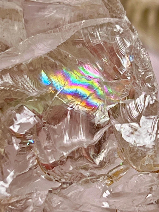 Premium Rainbow Satyaloka Quartz Crystal Natural Rough Stone with Beautiful Rainbow 96 Gram