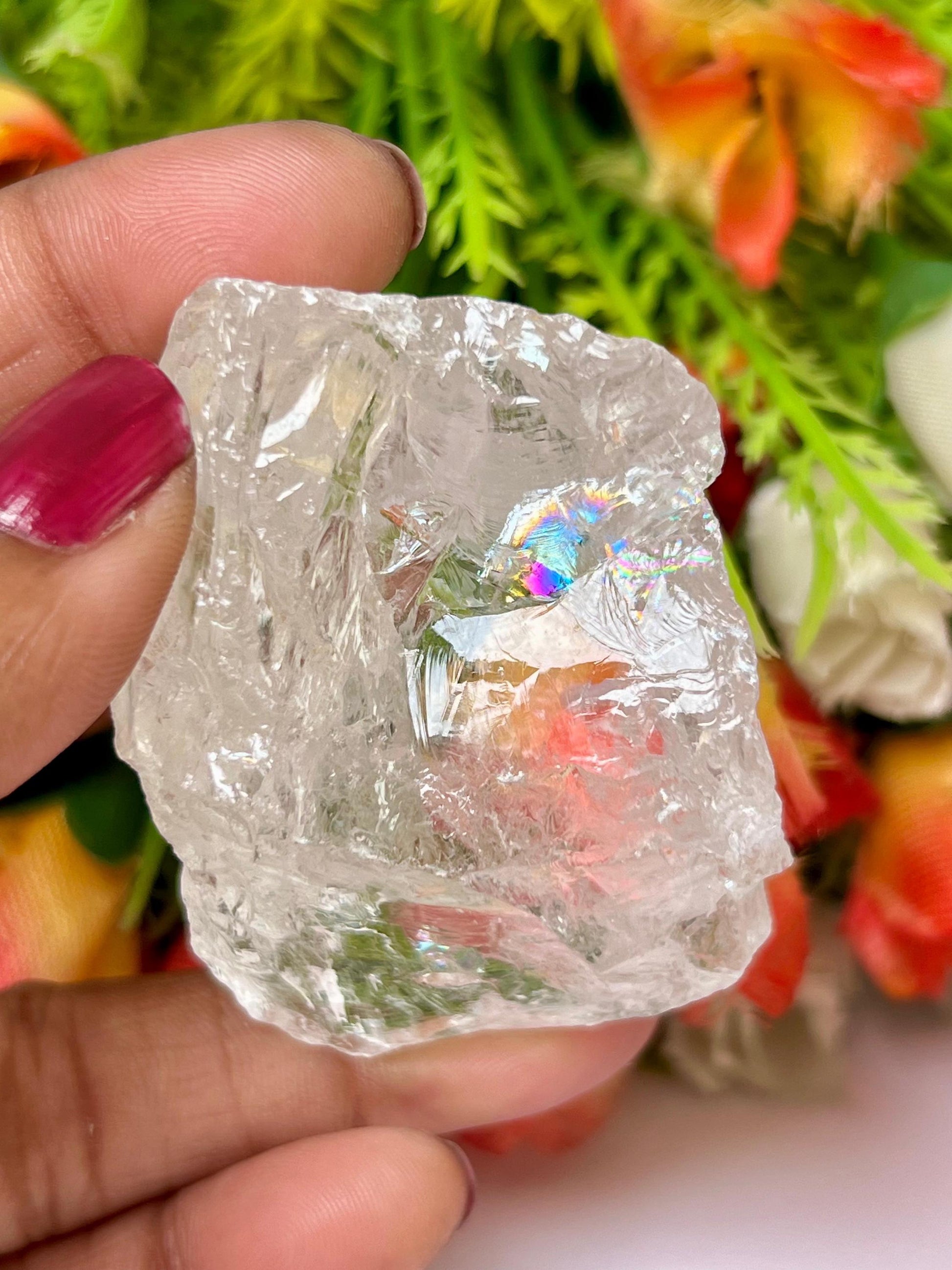 Premium Rainbow Satyaloka Quartz Crystal Natural Rough Stone with Beautiful Rainbow 75  Gram