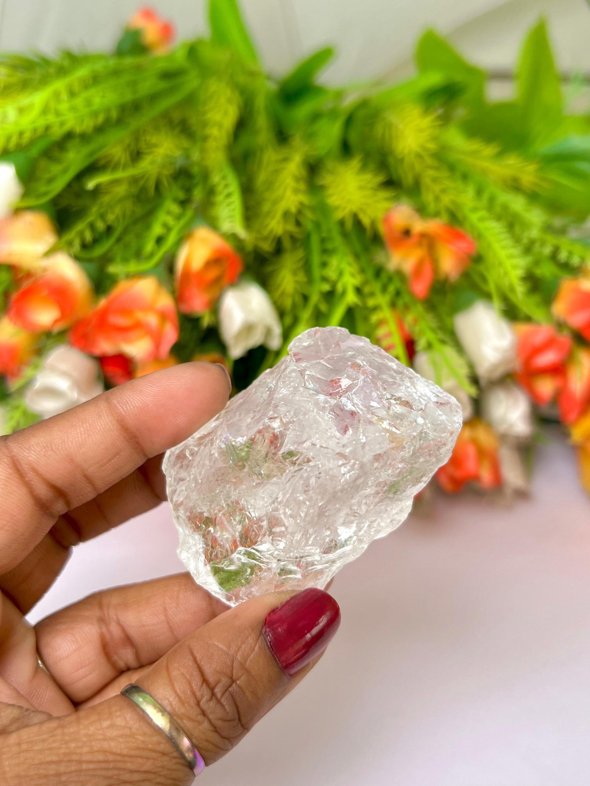 Premium Rainbow Satyaloka Quartz Crystal Natural Rough Stone with Beautiful Rainbow 75  Gram
