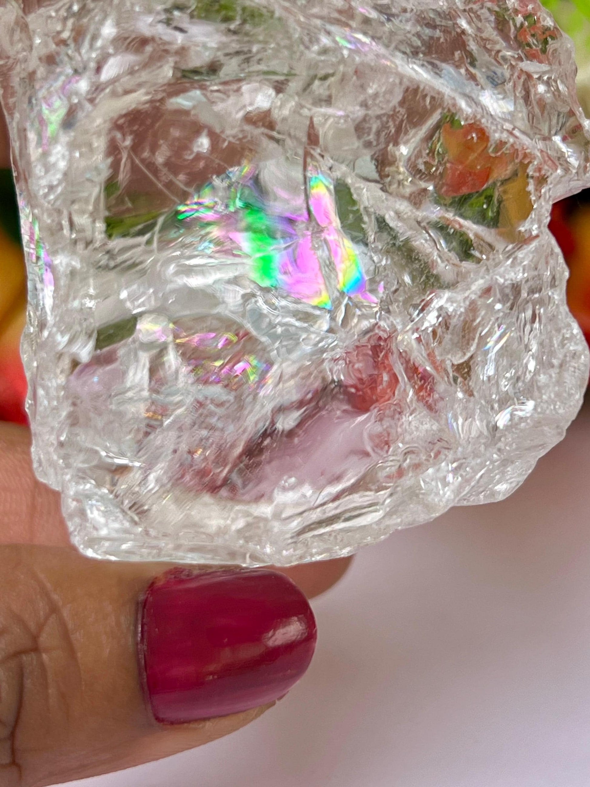 Premium Rainbow Satyaloka Quartz Crystal Natural Rough Stone with Beautiful Rainbow 206 Gram