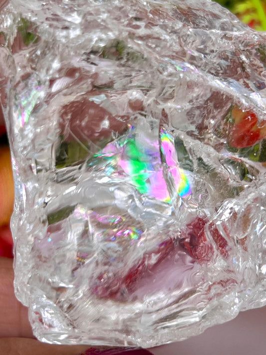 Premium Rainbow Satyaloka Quartz Crystal Natural Rough Stone with Beautiful Rainbow 206 Gram