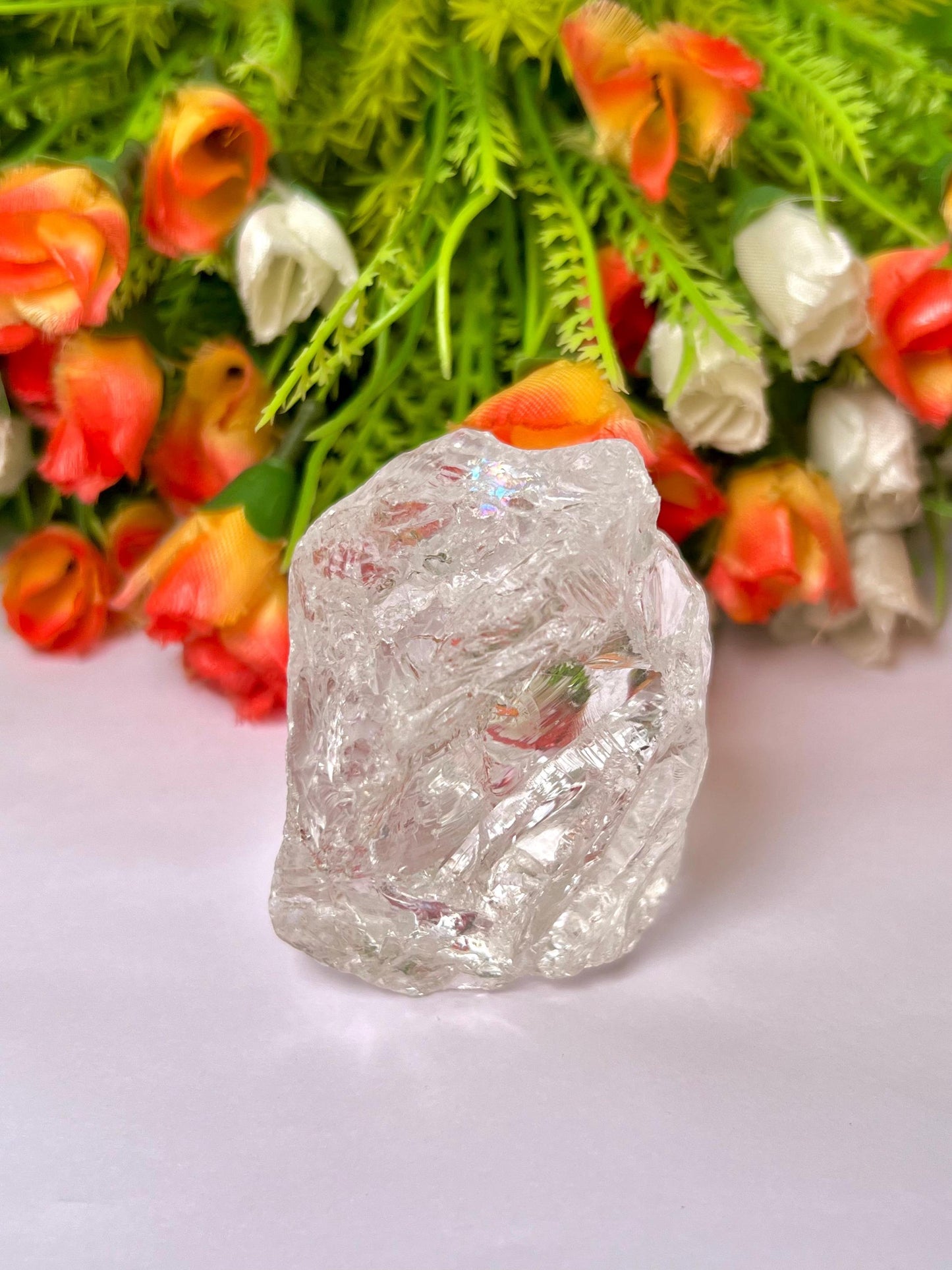 Premium Rainbow Satyaloka Quartz Crystal Natural Rough Stone with Beautiful Rainbow 206 Gram