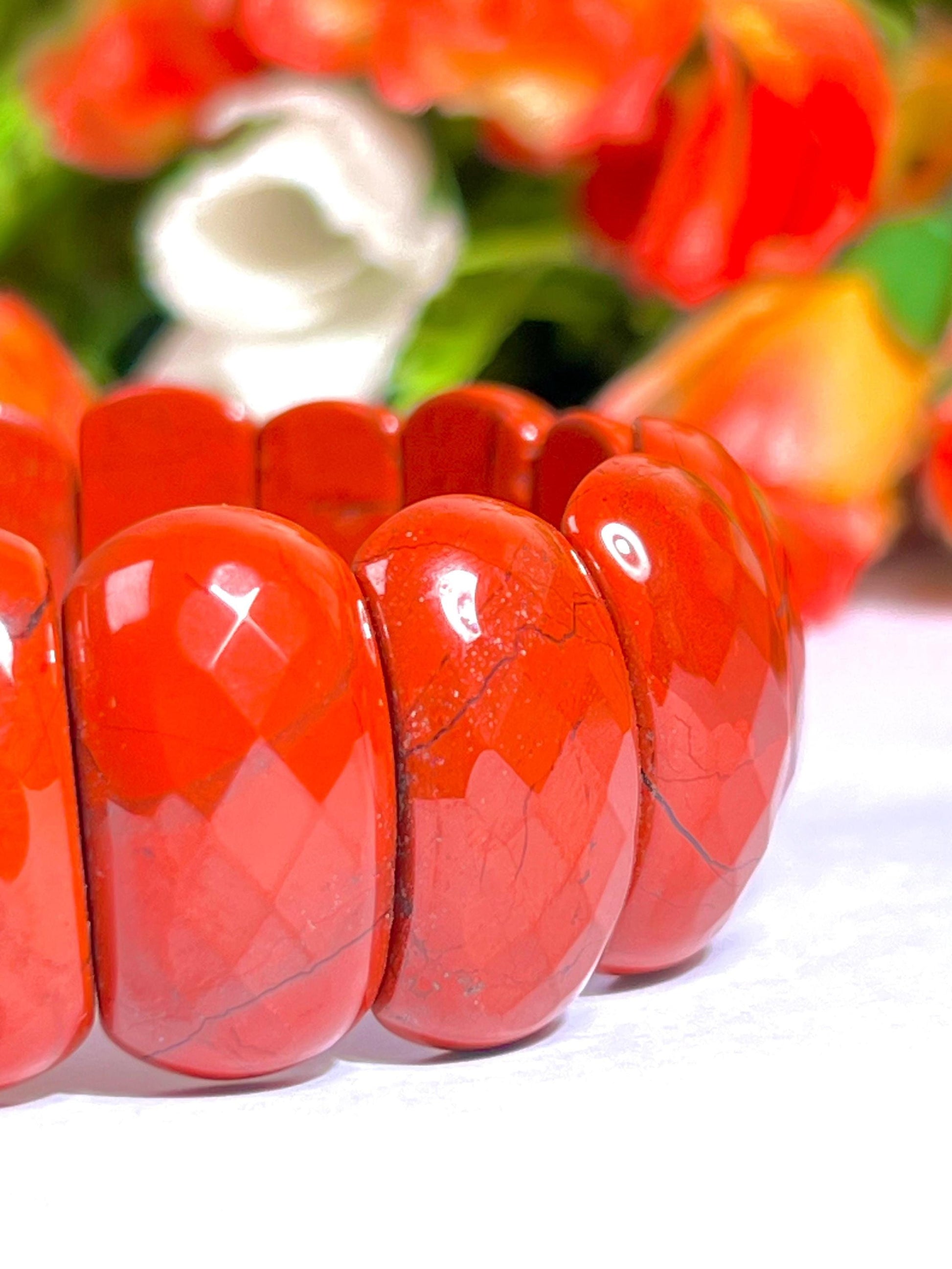 25 MM Red Jasper Stone Bracelet l Stretchable Bracelet High Grade