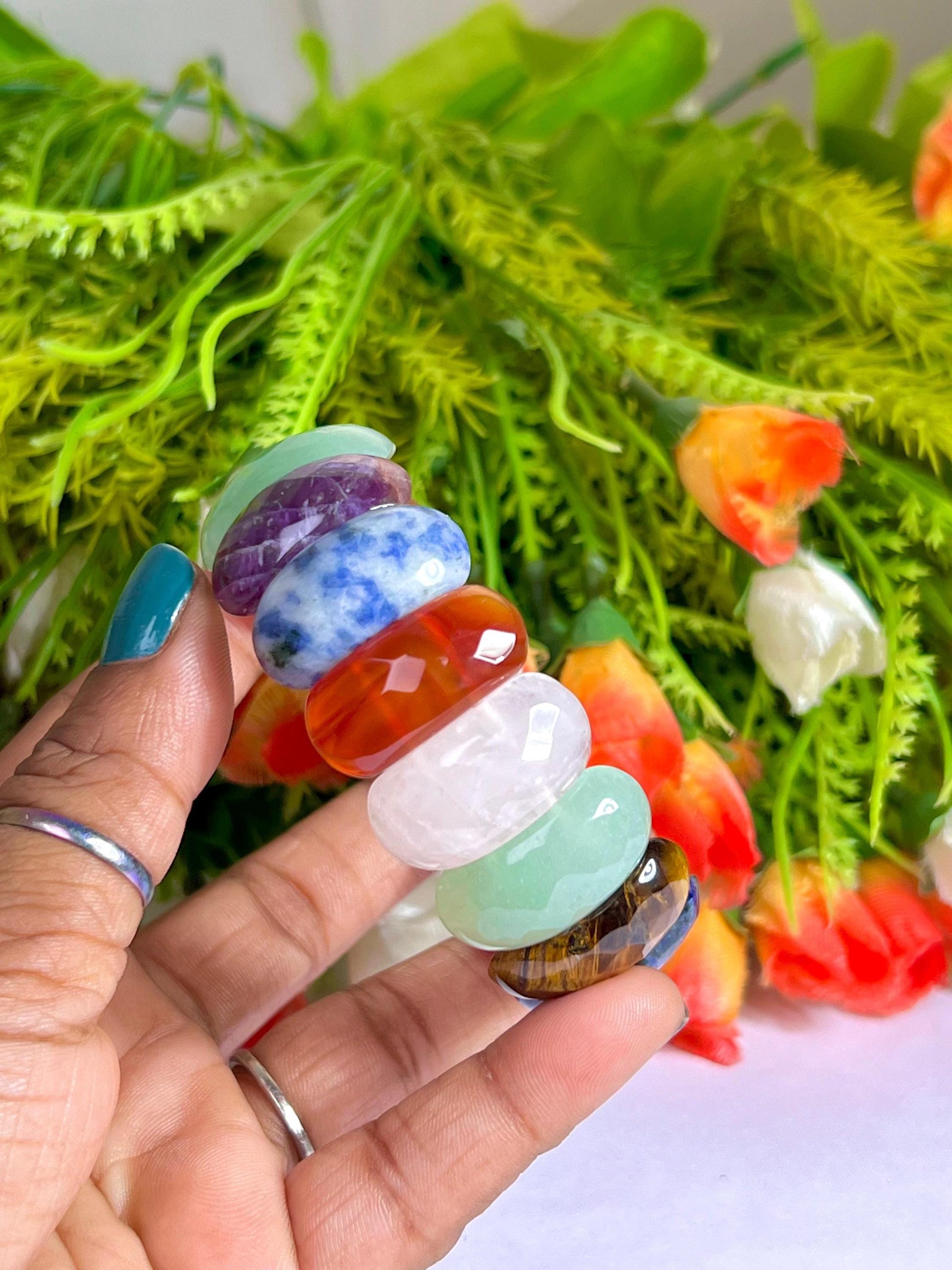 25 MM All Chakra Stone Bracelet l Stretchable Bracelet