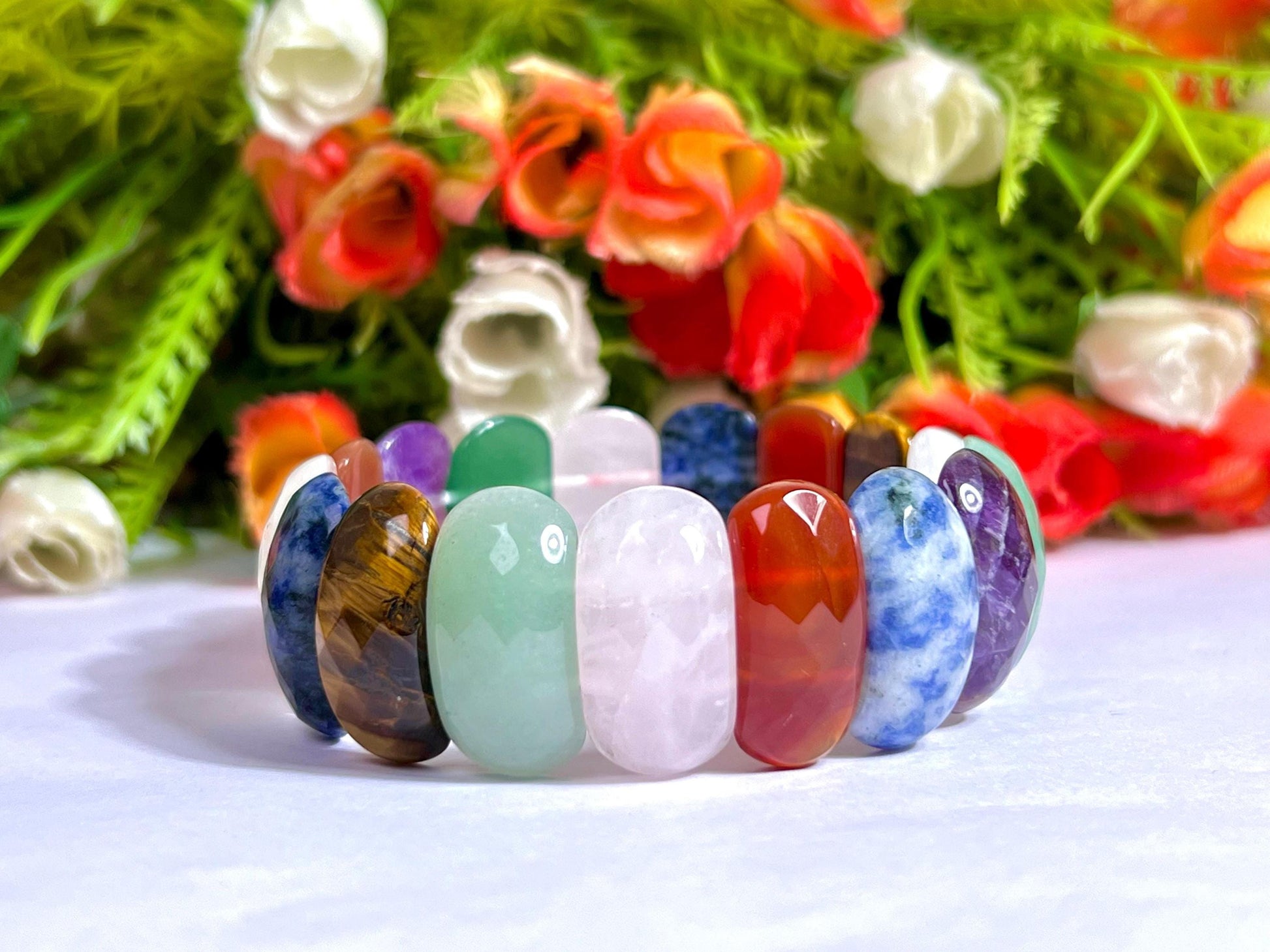25 MM All Chakra Stone Bracelet l Stretchable Bracelet