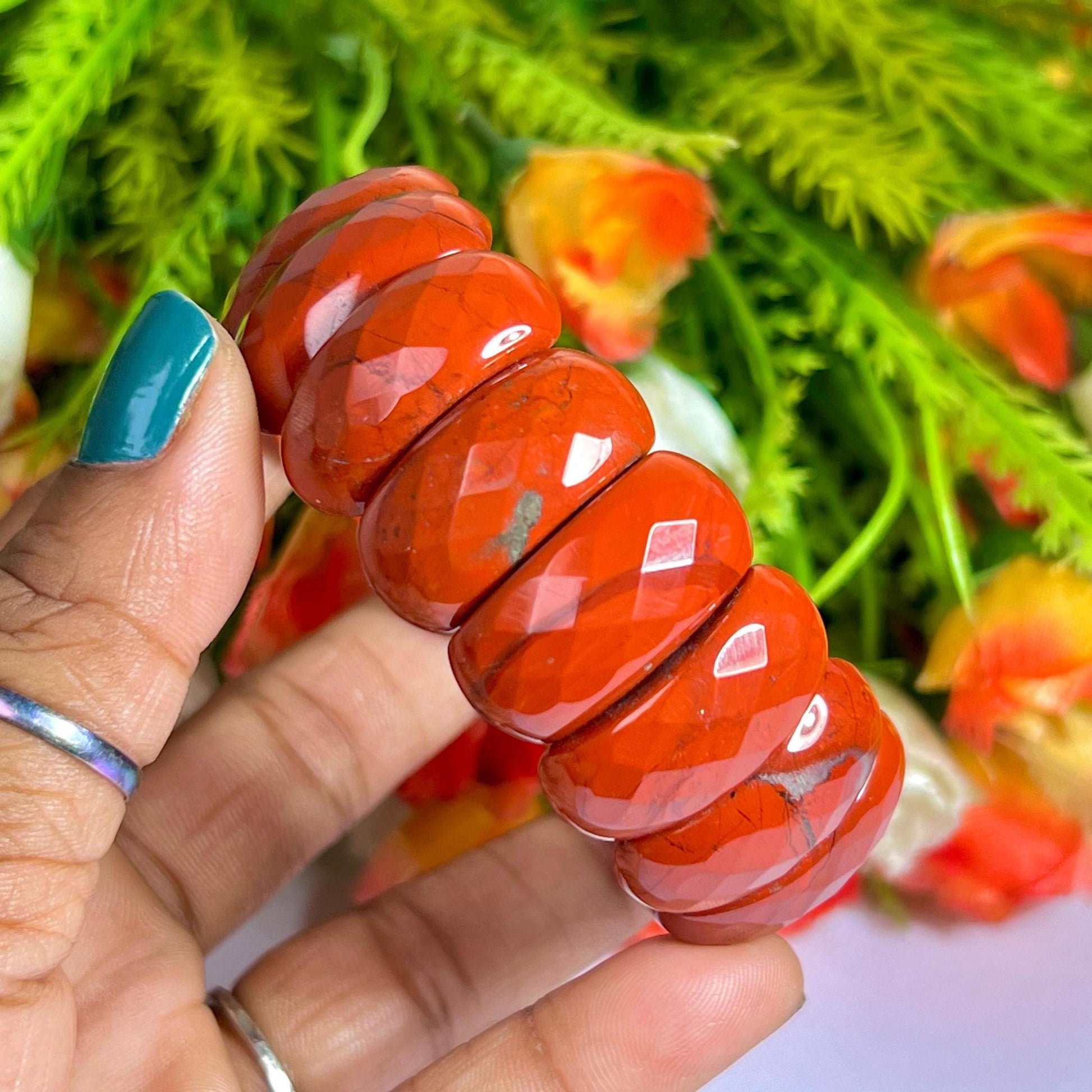 25 MM Red Jasper Stone Bracelet l Stretchable Bracelet High Grade