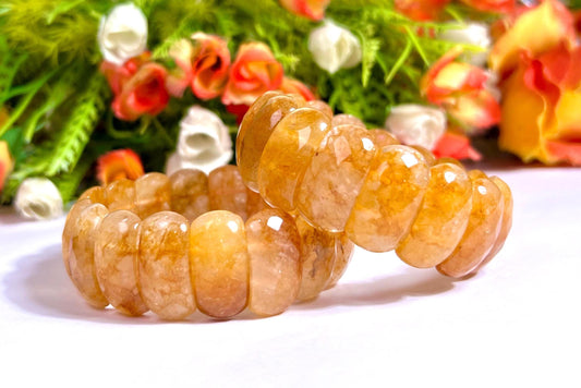 25 MM Citrine Stone Bracelet l Stretchable Bracelet