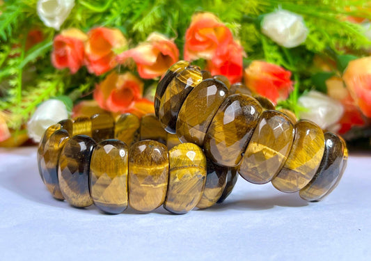 25 MM Tiger's Eye Stone Bracelet l Stretchable Bracelet