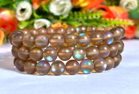 Alexandrite Aura Quartz Stone Bracelet l Stretchable Bracelet l Unisex Bracelet l 8 MM Bracelet