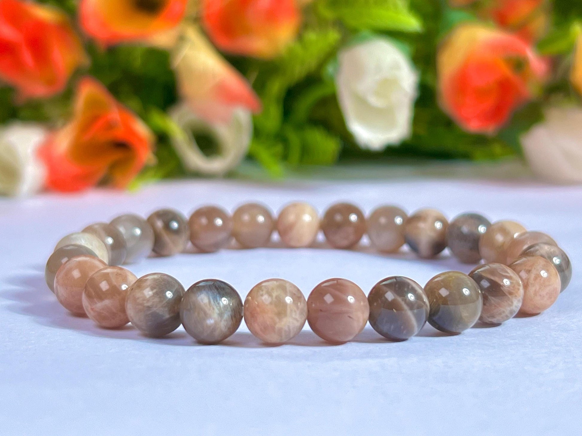 Black Moonstone Stone Bracelet l Stretchable Bracelet l Unisex Bracelet l 8 MM Bracelet AAA+++