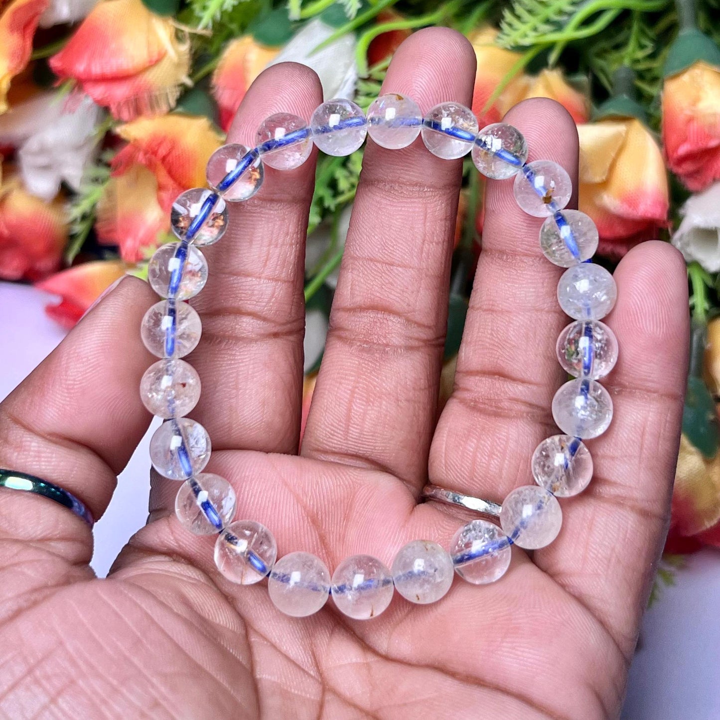 Blue Topaz Stone Bracelet l Stretchable Bracelet l Unisex Bracelet l 8 MM Bracelet