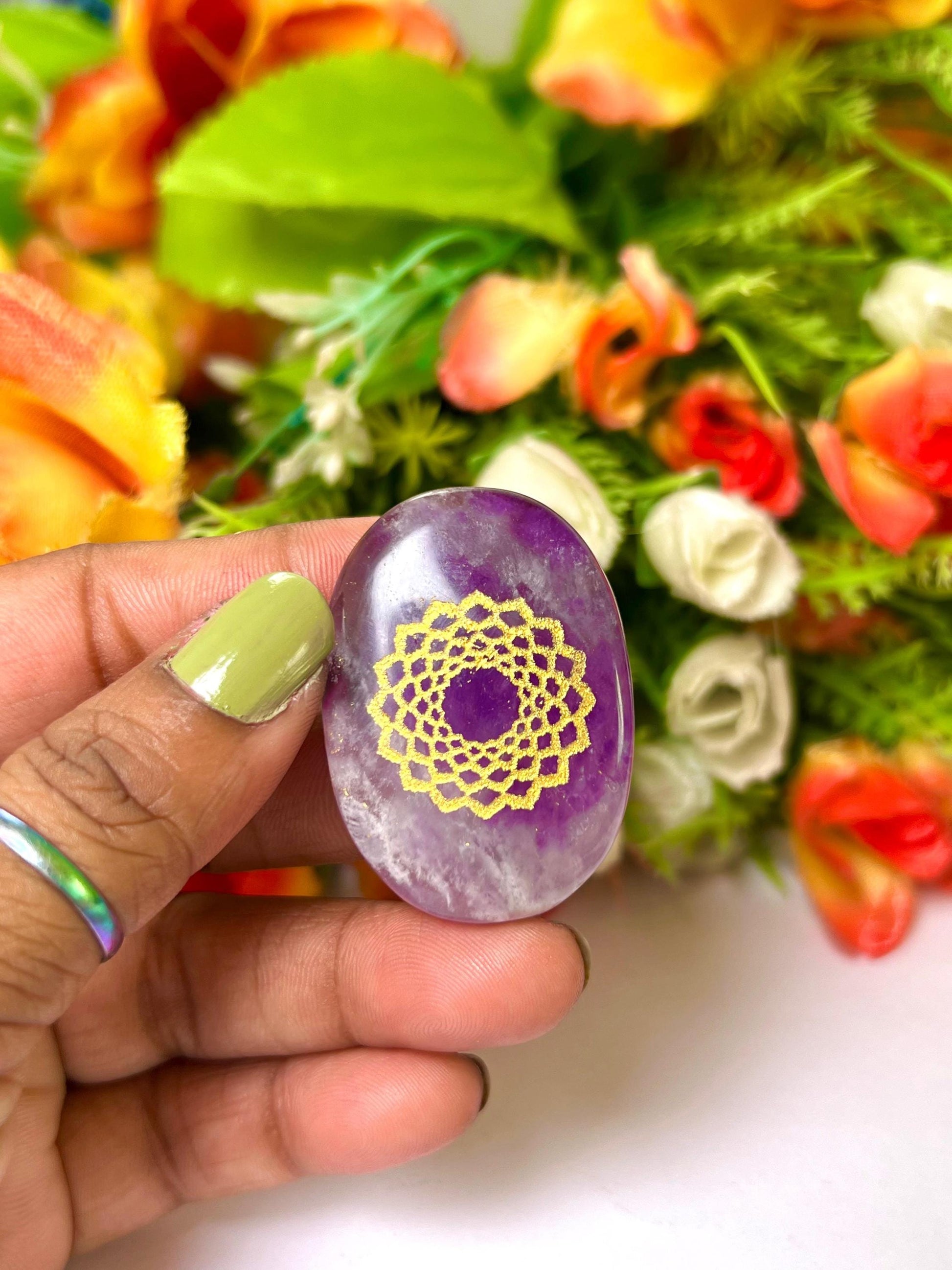 7 Seven Chakra Stones Oval Set With Switch Words, Engraved Healing Crystals Chakra Kit With Gift Pouch