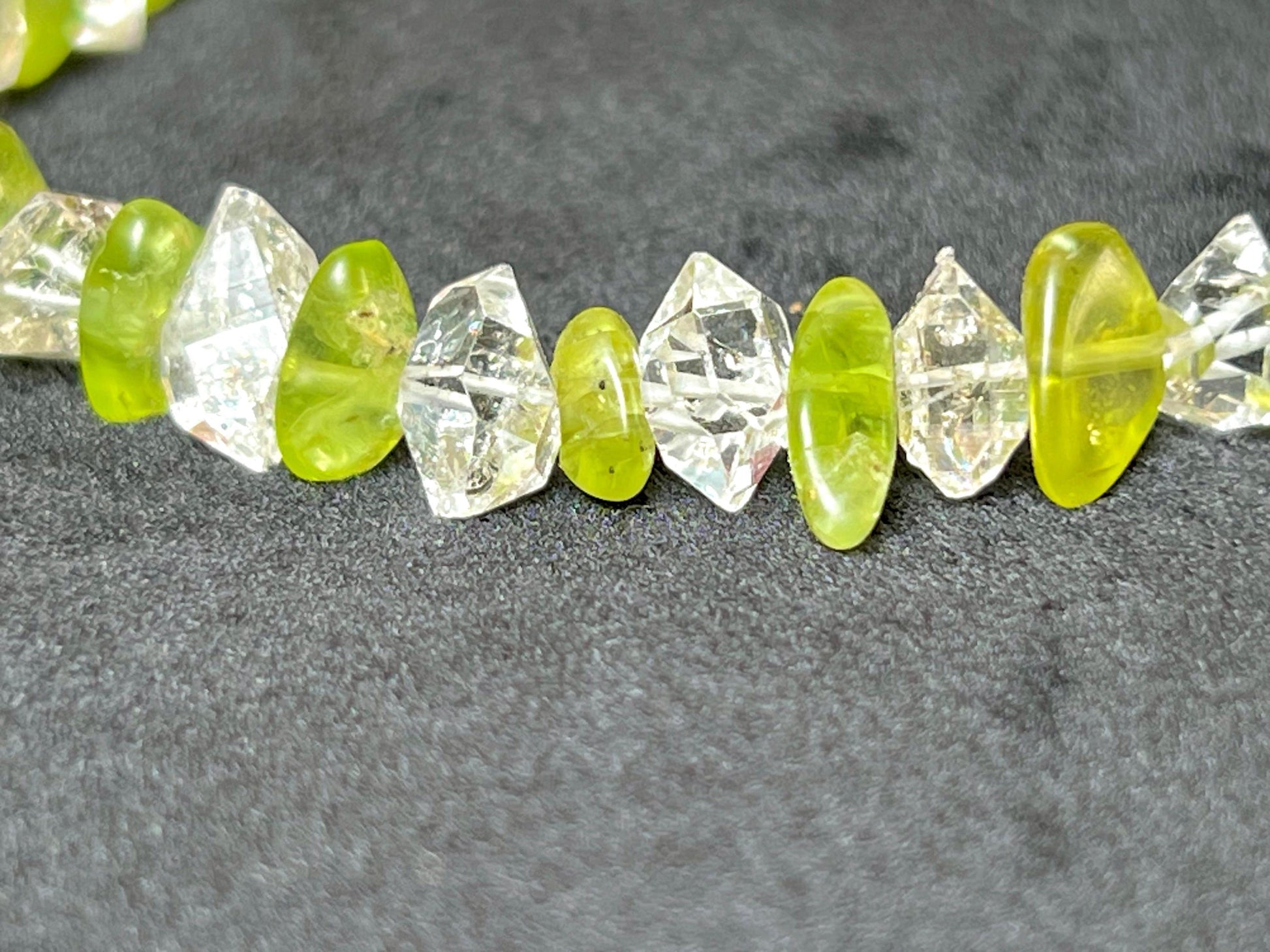 Herkimer Diamond and Peridot Stone Bracelet l Adjustable Bracelet l Unisex Bracelet
