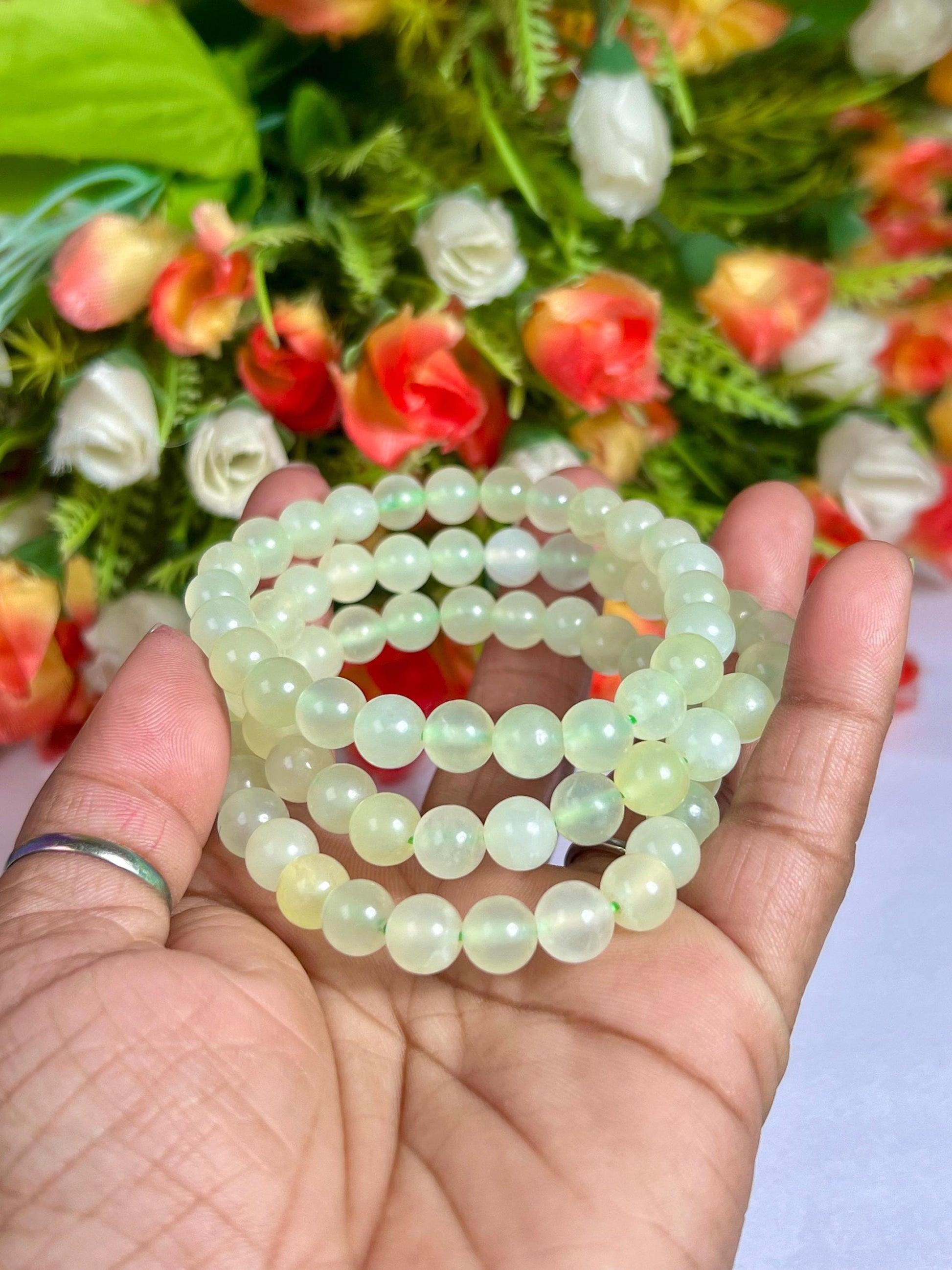 Burma Jade Stone Bracelet l Stretchable Bracelet l Unisex Bracelet l 8 MM Bracelet