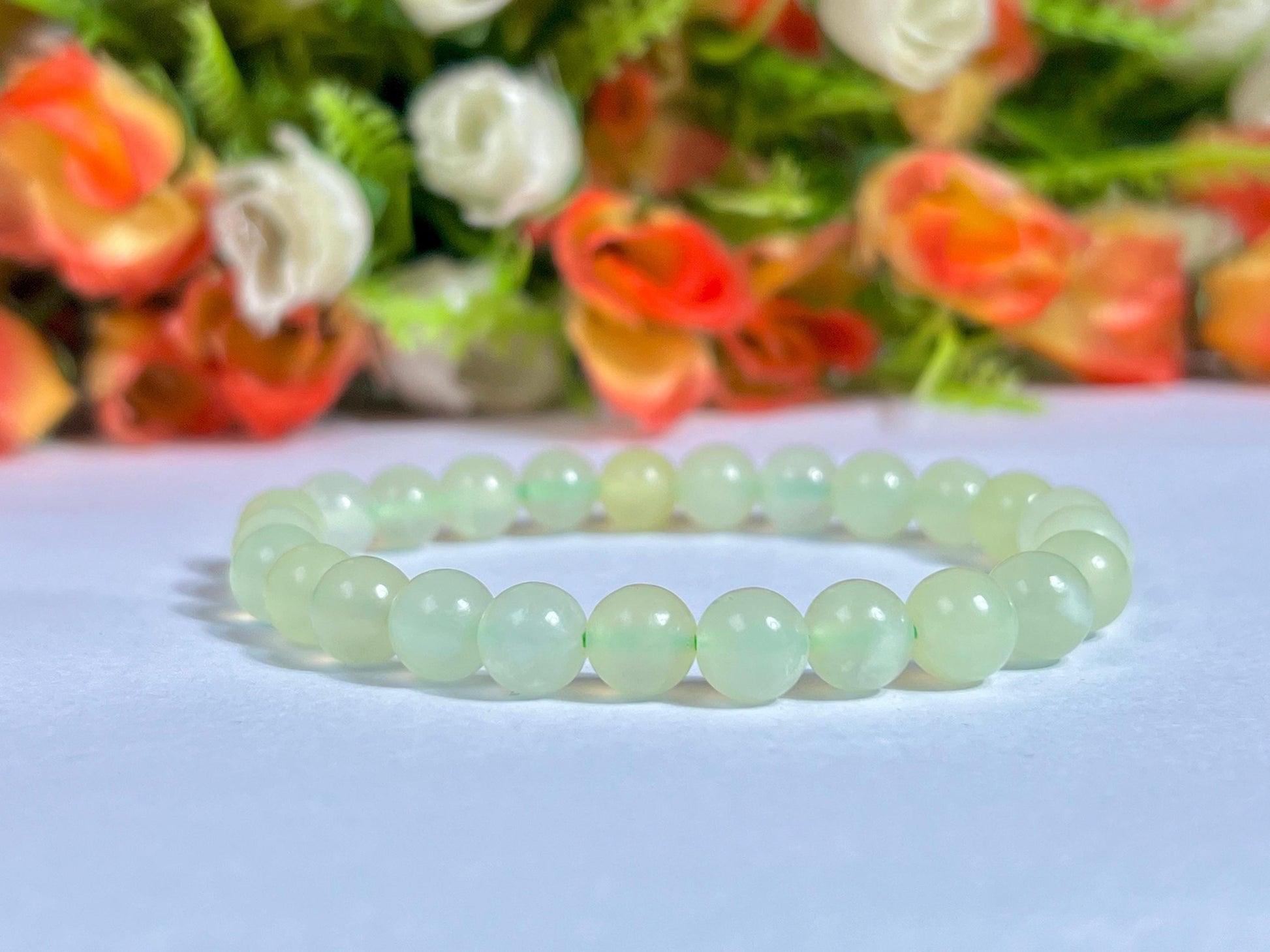Burma Jade Stone Bracelet l Stretchable Bracelet l Unisex Bracelet l 8 MM Bracelet
