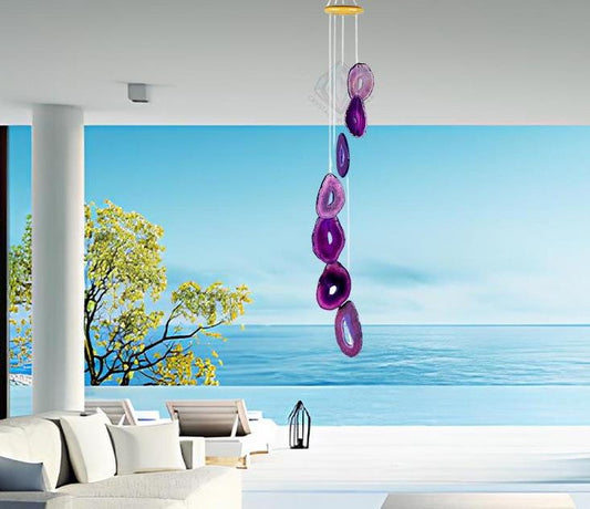Purple Agate Slices Windchime Feng Shui Vastu , Home & Office Décor, Housewarming Gift