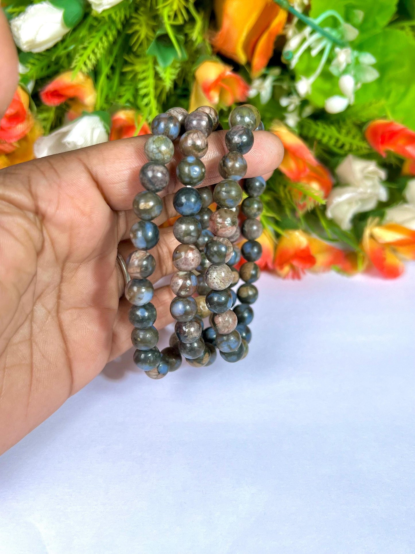 Blue Liberite Stone / Que Sera Stone Bracelet l Stretchable Bracelet l Unisex Bracelet l 8 MM Bracelet