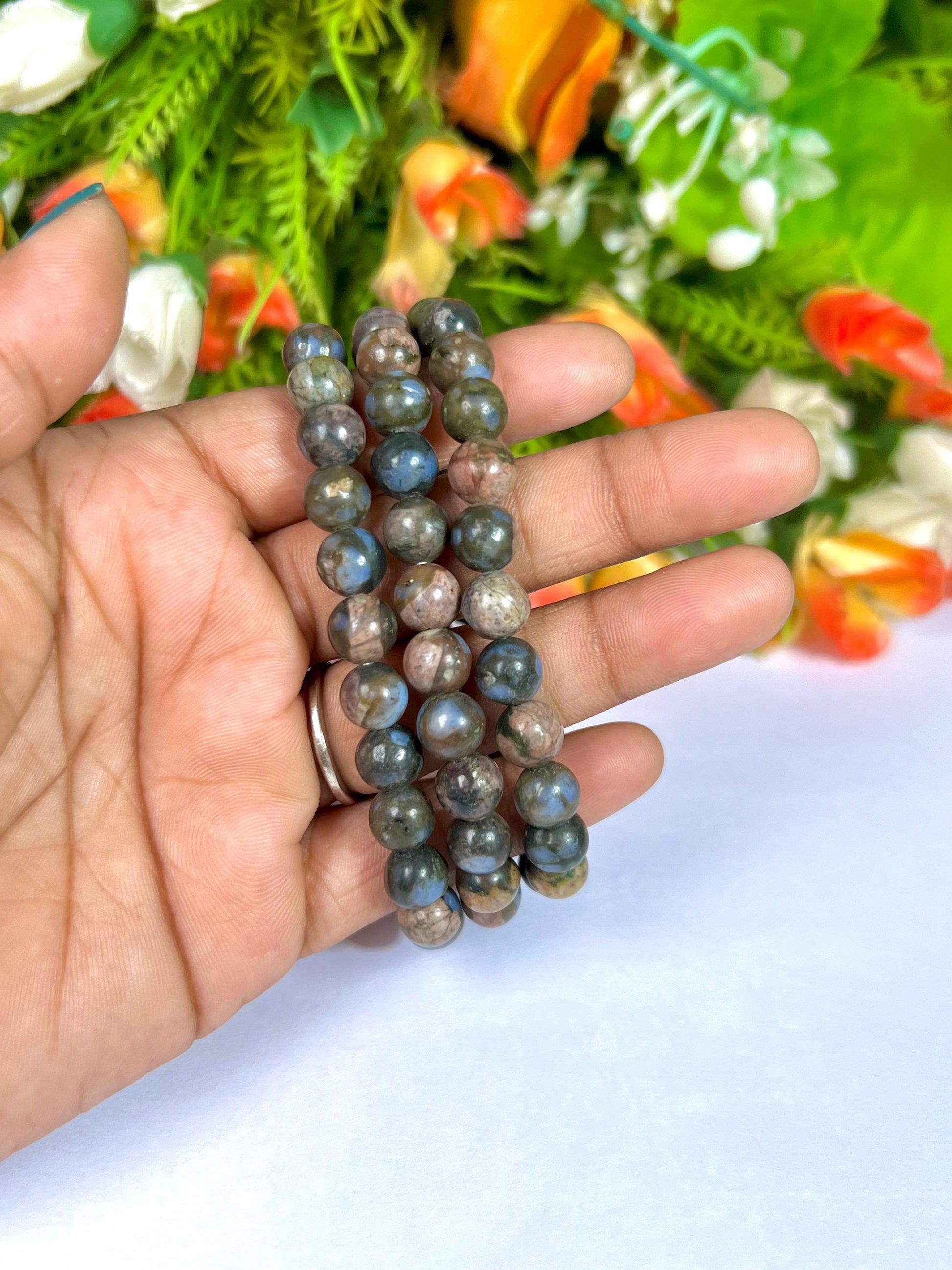 Blue Liberite Stone / Que Sera Stone Bracelet l Stretchable Bracelet l Unisex Bracelet l 8 MM Bracelet