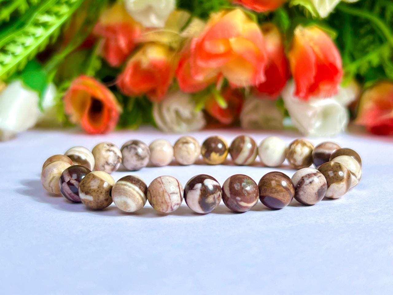 Australian Zebra Jasper Stone Bracelet l Stretchable Bracelet l Unisex Bracelet l 8 MM Bracelet