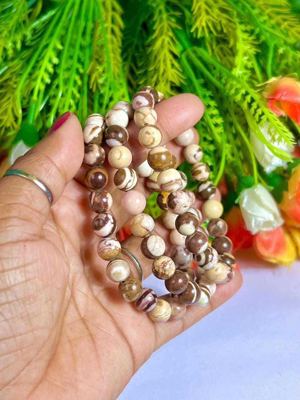 Australian Zebra Jasper Stone Bracelet l Stretchable Bracelet l Unisex Bracelet l 8 MM Bracelet