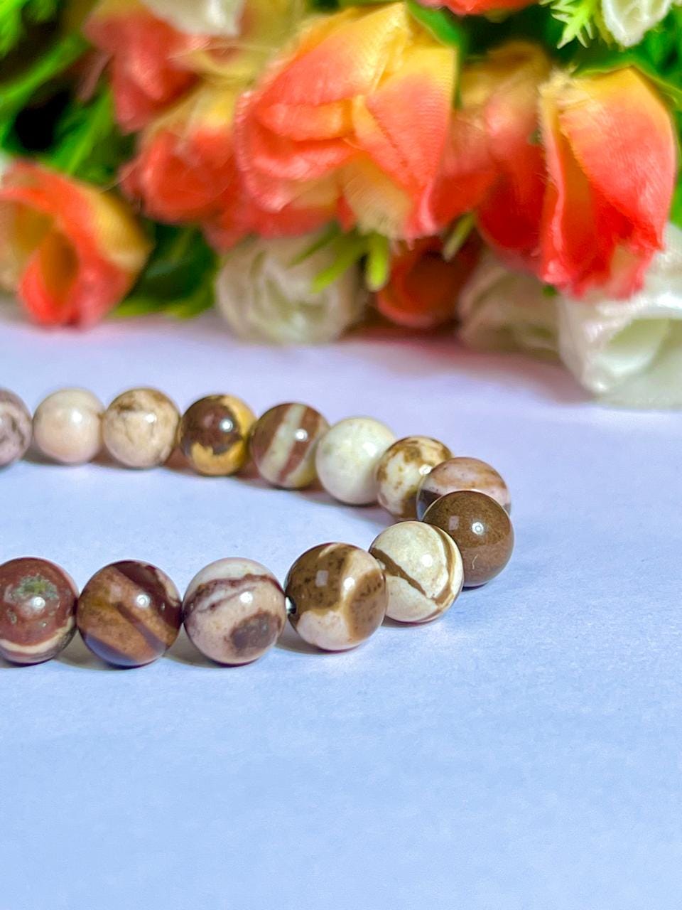 Australian Zebra Jasper Stone Bracelet l Stretchable Bracelet l Unisex Bracelet l 8 MM Bracelet