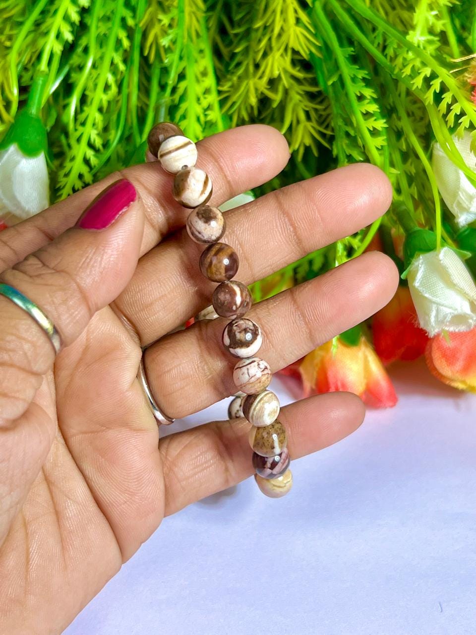 Australian Zebra Jasper Stone Bracelet l Stretchable Bracelet l Unisex Bracelet l 8 MM Bracelet