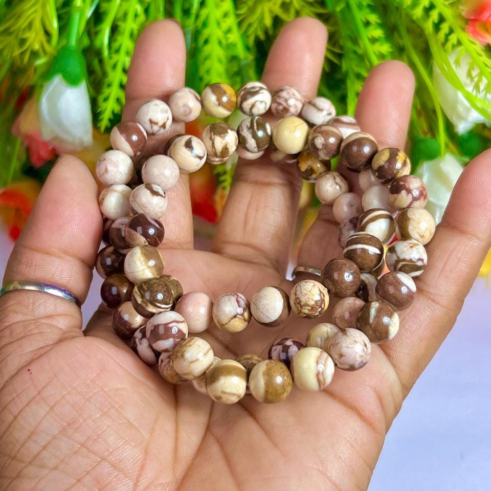 Australian Zebra Jasper Stone Bracelet l Stretchable Bracelet l Unisex Bracelet l 8 MM Bracelet