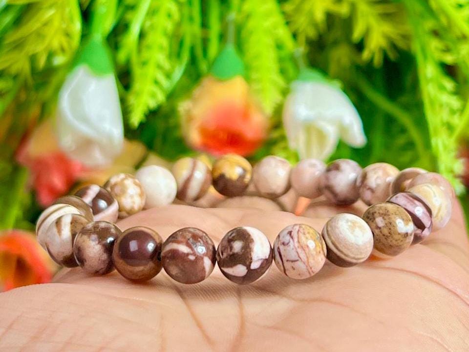 Australian Zebra Jasper Stone Bracelet l Stretchable Bracelet l Unisex Bracelet l 8 MM Bracelet