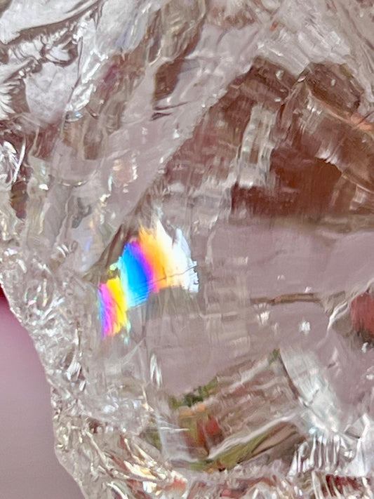 Premium Rainbow Satyaloka Quartz Crystal Natural Rough Stone with Beautiful Rainbow 70 Gram