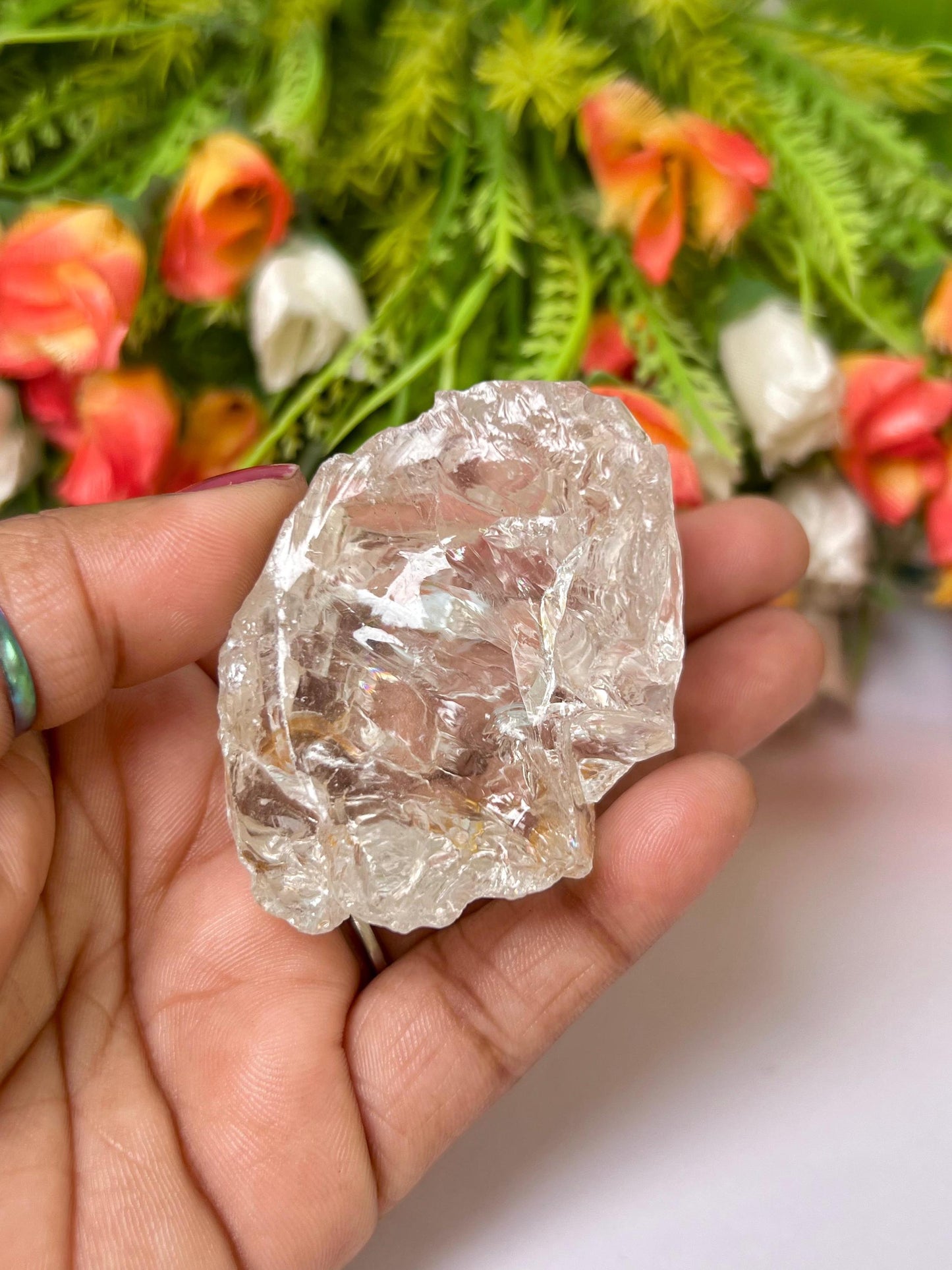 Premium Rainbow Satyaloka Quartz Crystal Natural Rough Stone with Beautiful Rainbow 96 Gram
