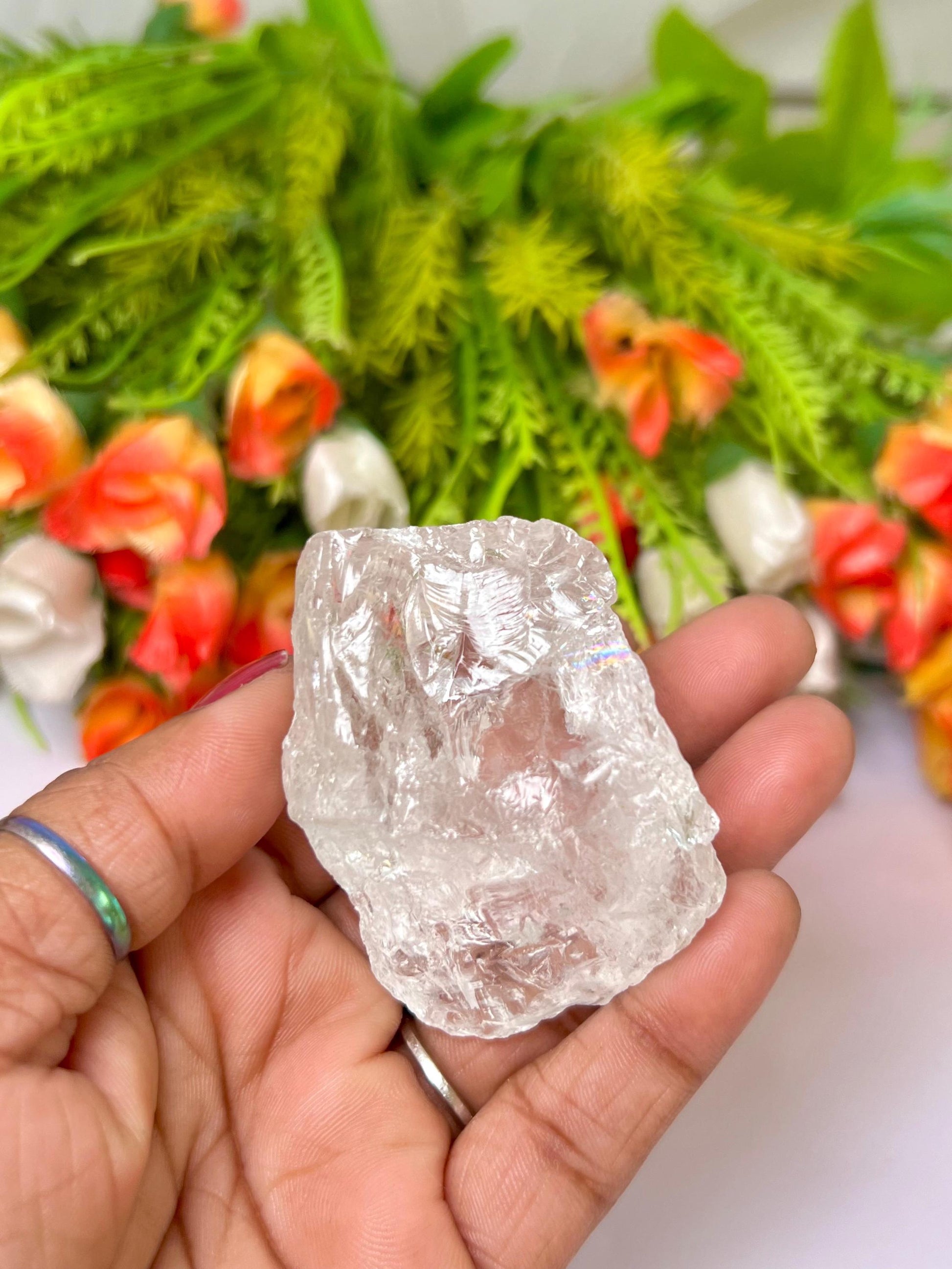 Premium Rainbow Satyaloka Quartz Crystal Natural Rough Stone with Beautiful Rainbow 75  Gram