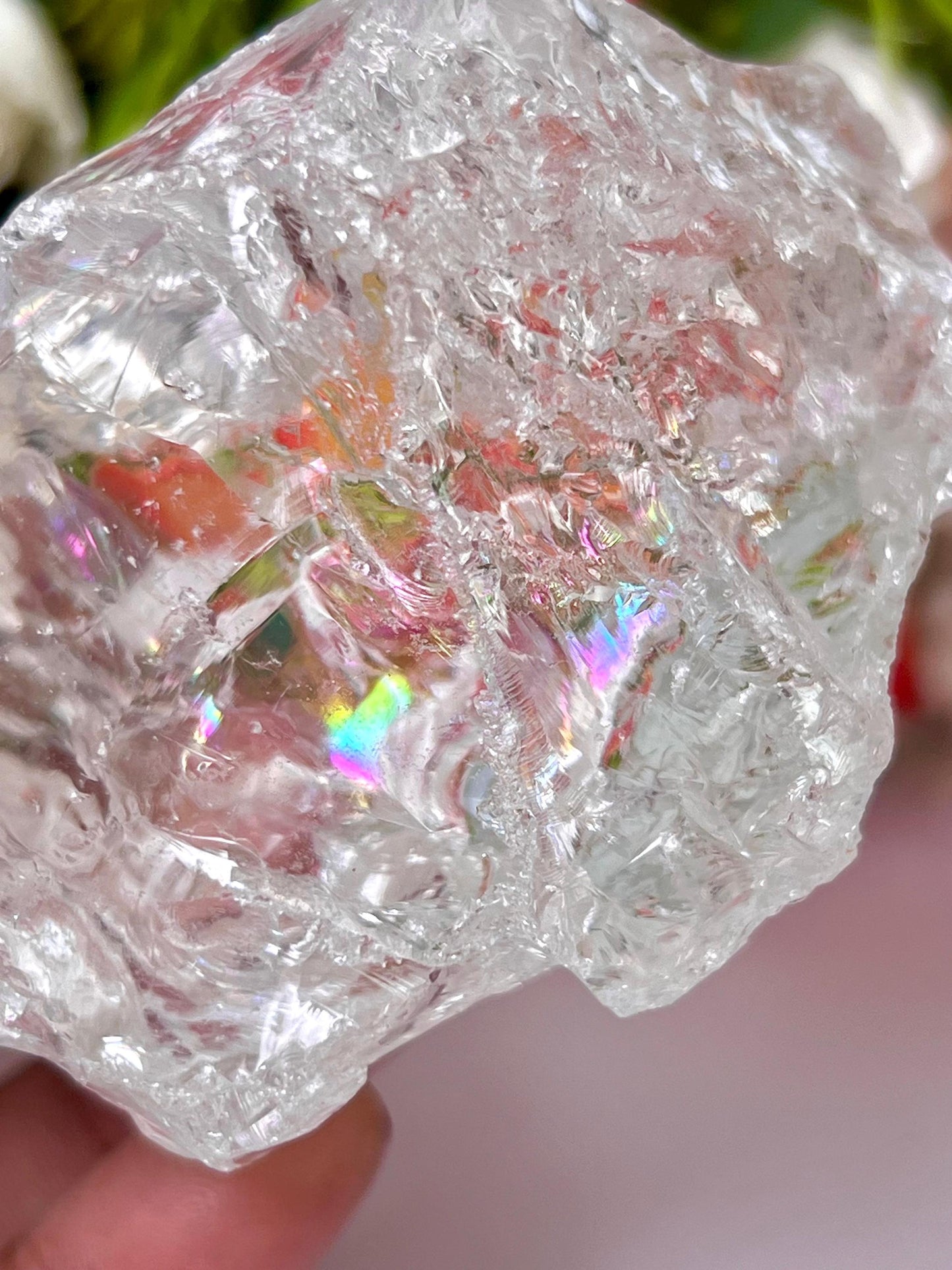 Premium Rainbow Satyaloka Quartz Crystal Natural Rough Stone with Beautiful Rainbow 206 Gram