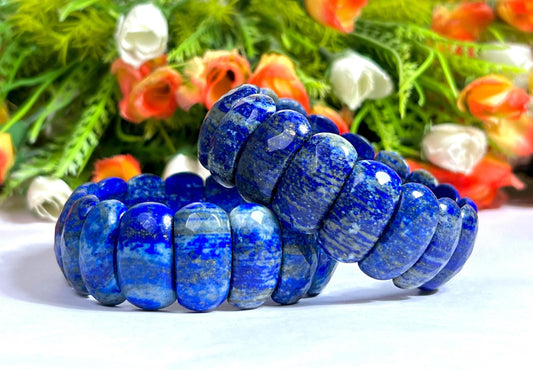 25 MM Lapis Lazuli Stone Bracelet l Stretchable Bracelet High Grade