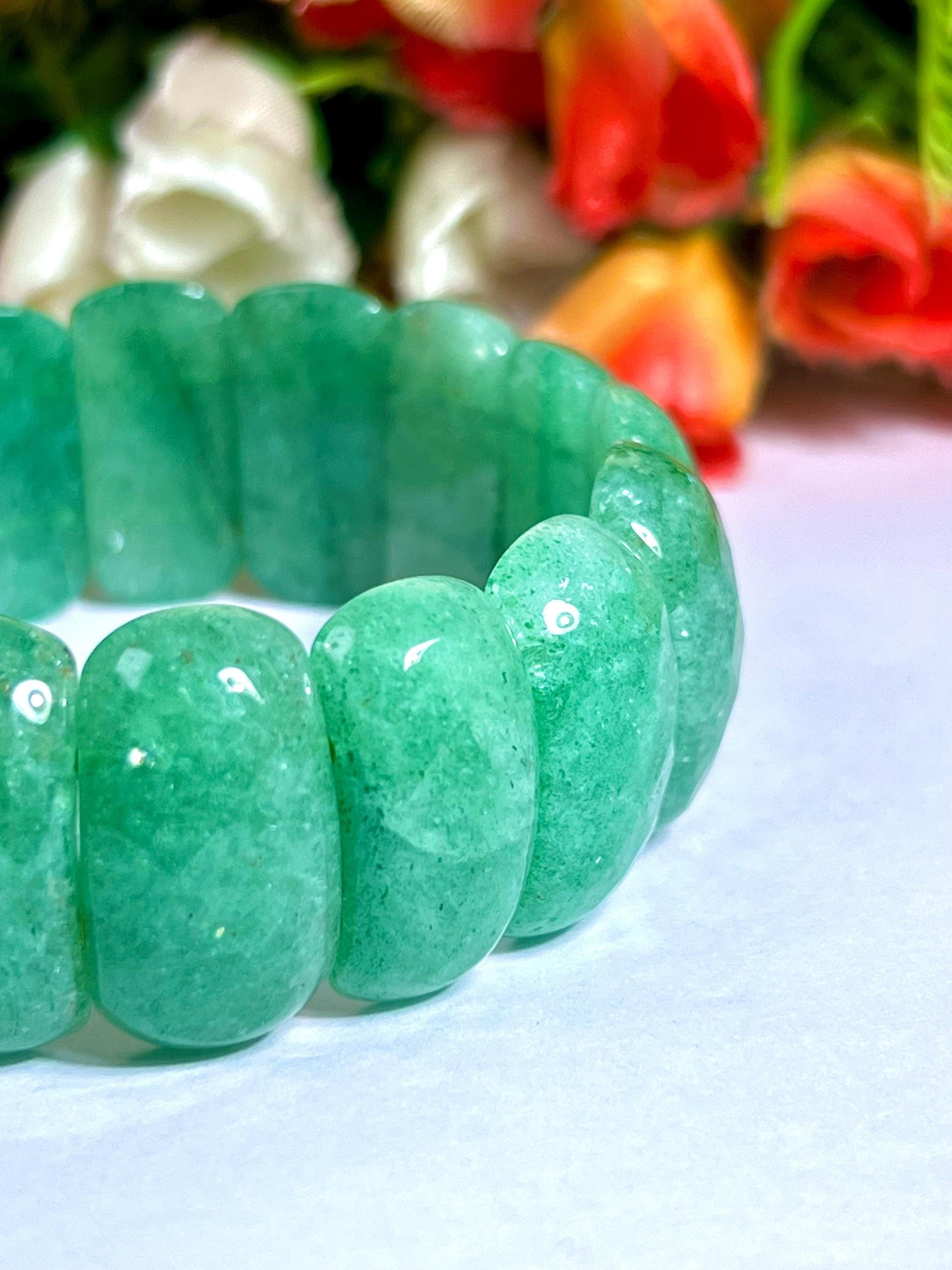 25 MM Green Aventurine Stone Bracelet l Stretchable Bracelet High Grade