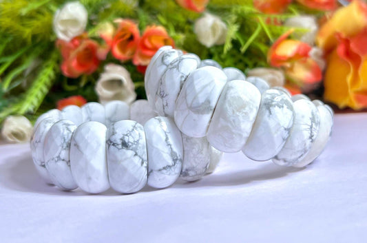 25 MM Howlite Stone Bracelet l Stretchable Bracelet