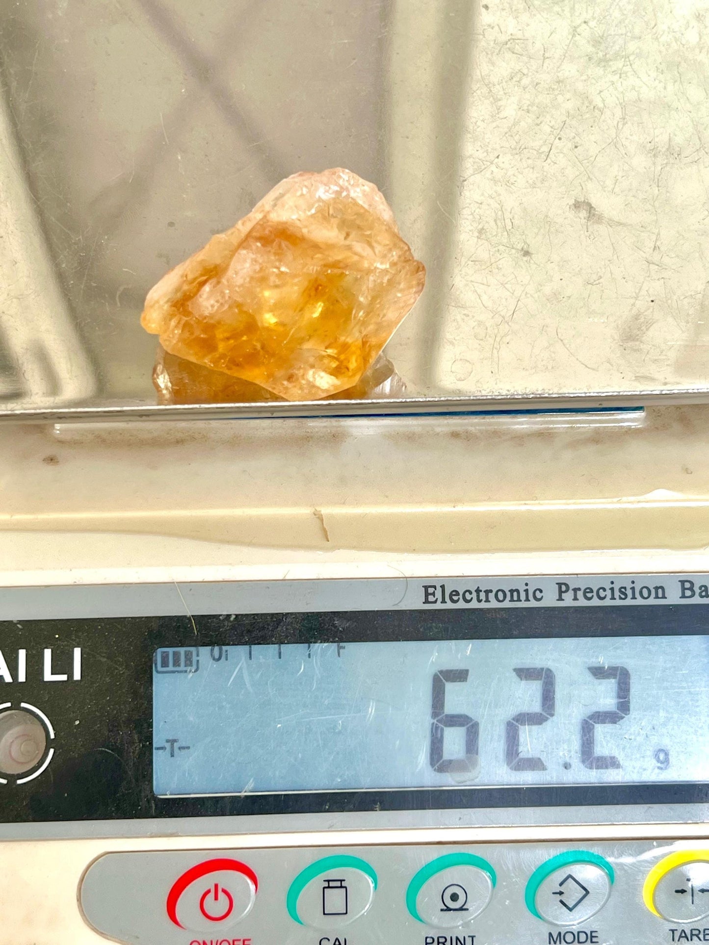 Premium Citrine Stone Natural Rough Stone with Beautiful Rainbow 62 Gram