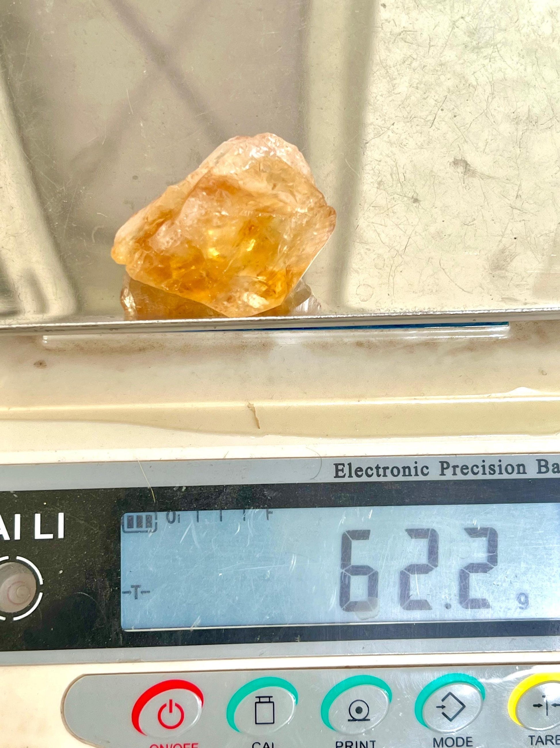 Premium Citrine Stone Natural Rough Stone with Beautiful Rainbow 62 Gram