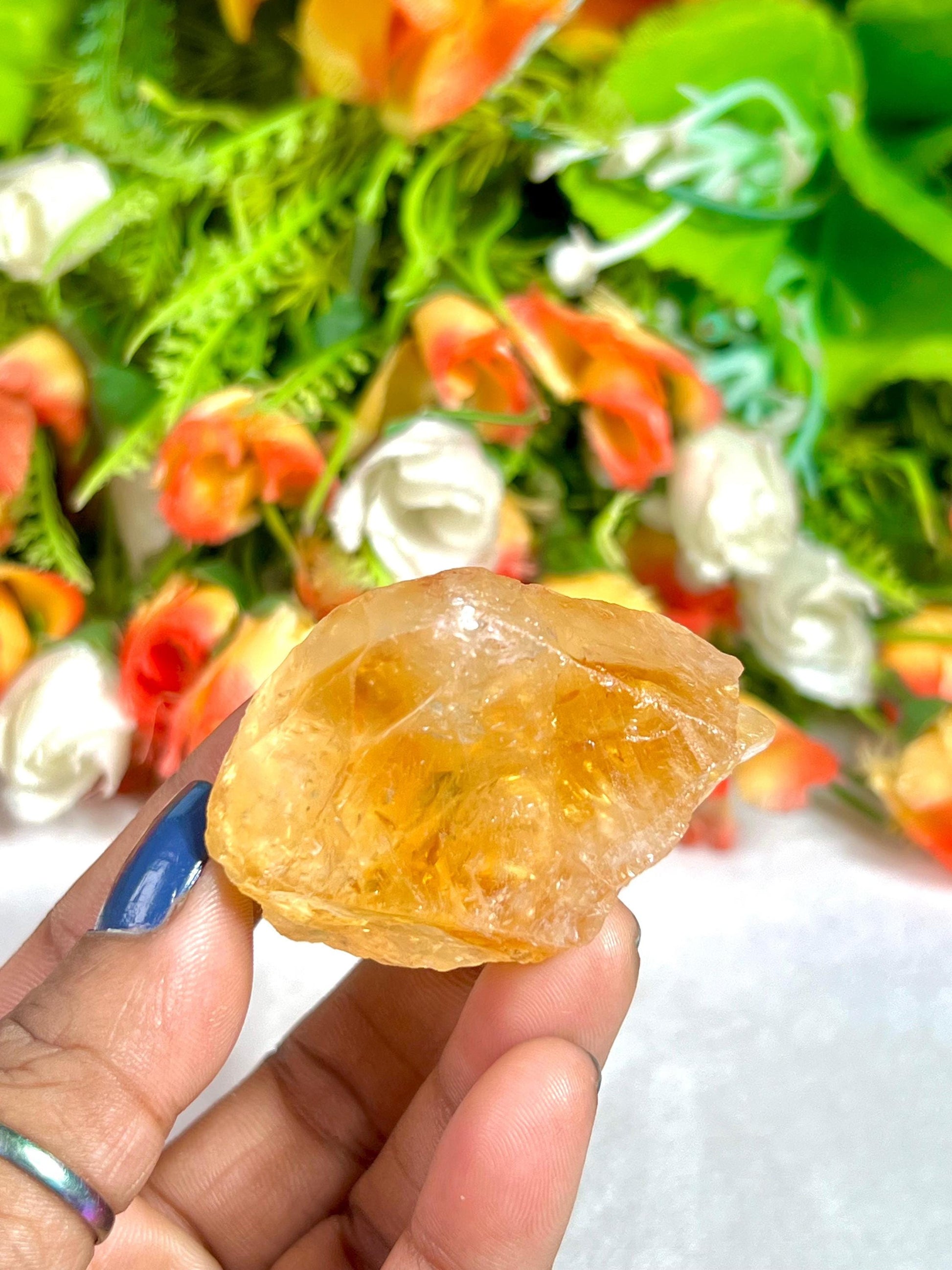 Premium Citrine Stone Natural Rough Stone with Beautiful Rainbow 62 Gram
