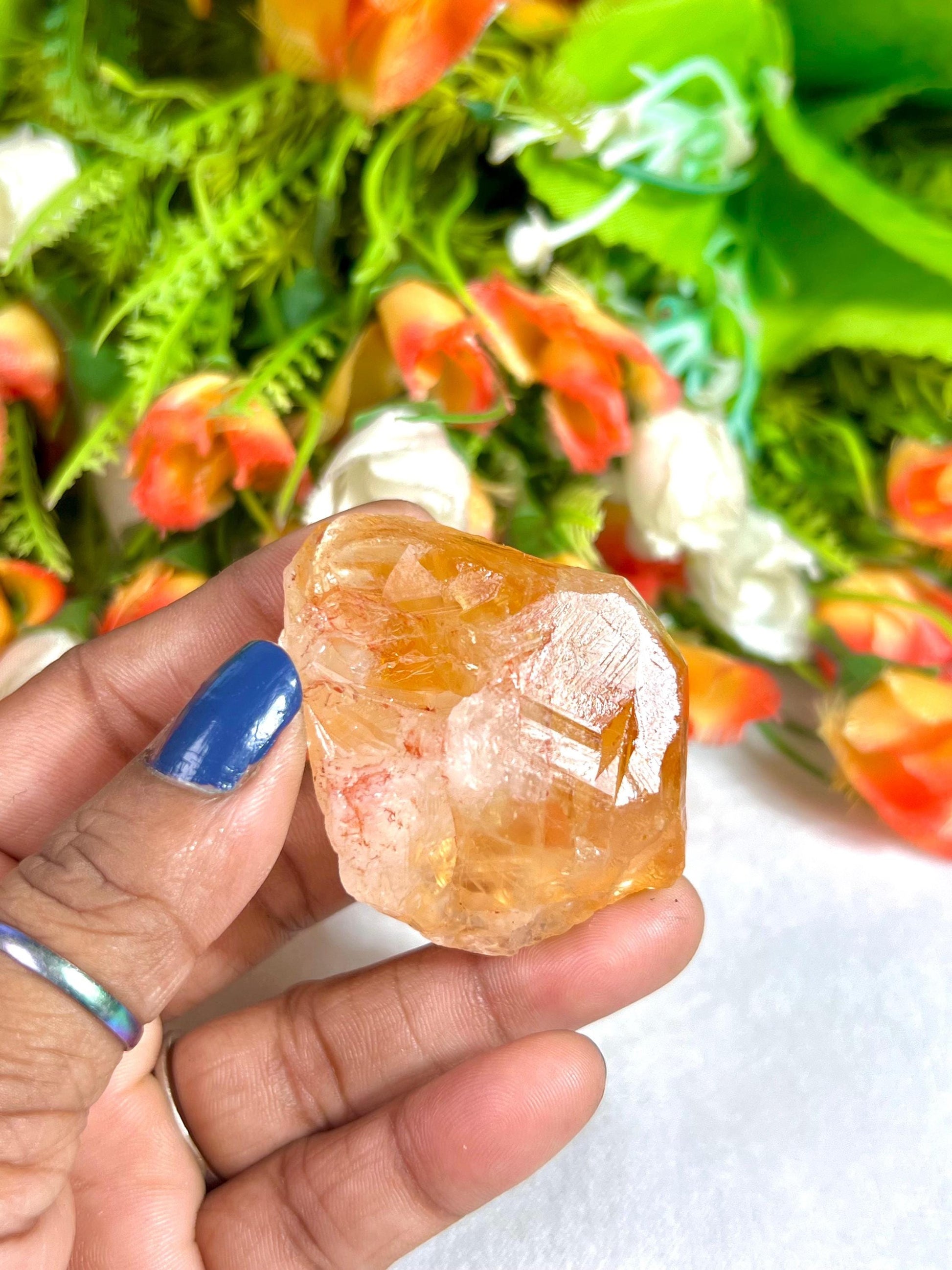 Premium Citrine Stone Natural Rough Stone with Beautiful Rainbow 62 Gram