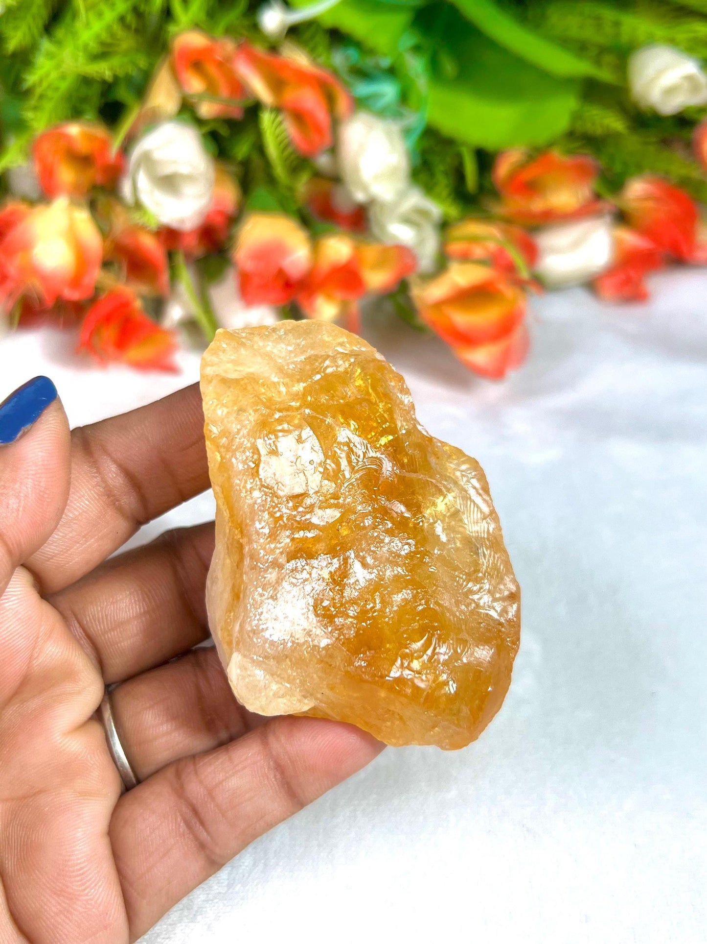 Premium Citrine Stone Natural Rough Stone with Beautiful Rainbow 94 Gram