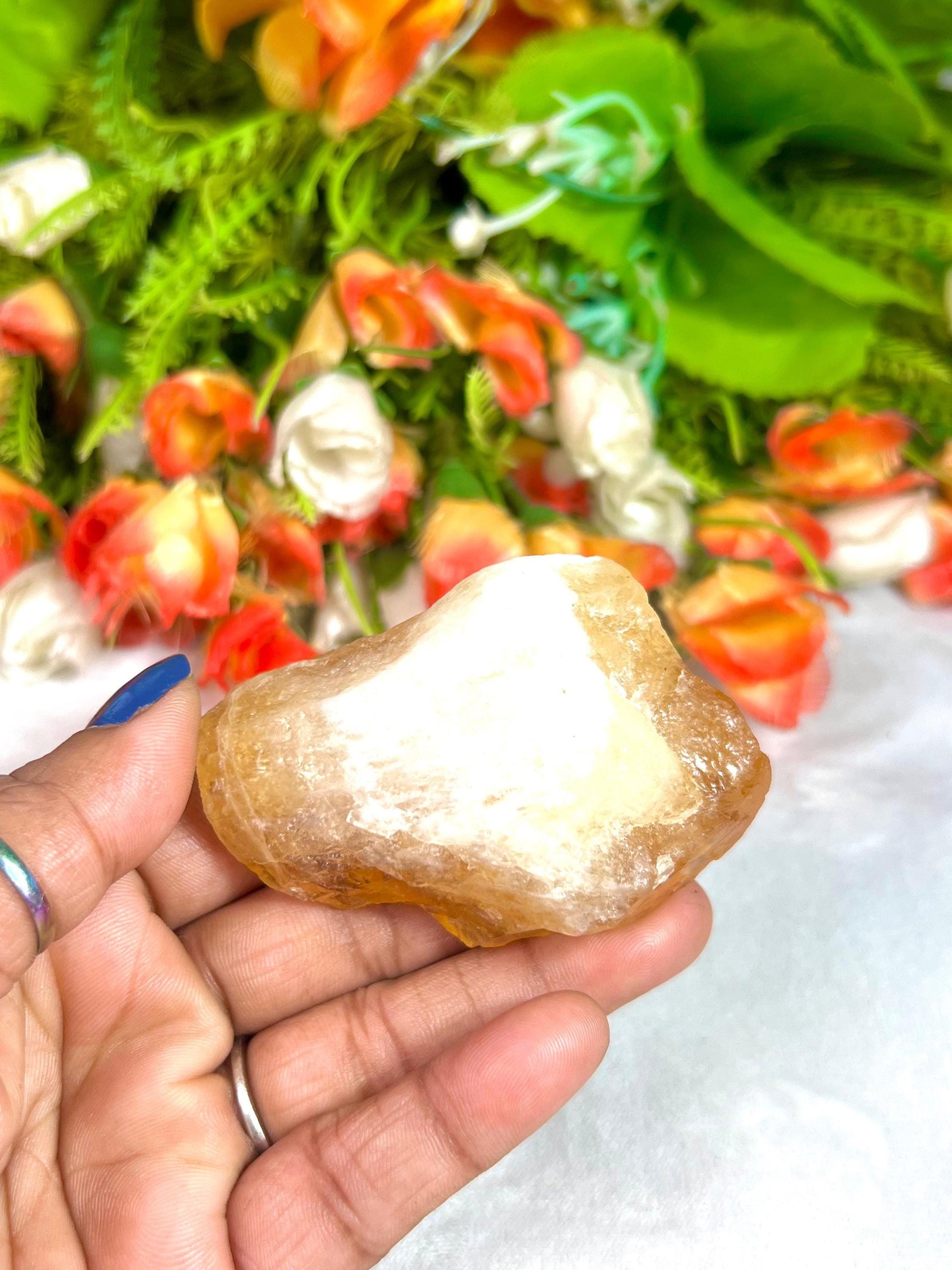 Premium Citrine Stone Natural Rough Stone with Beautiful Rainbow 94 Gram
