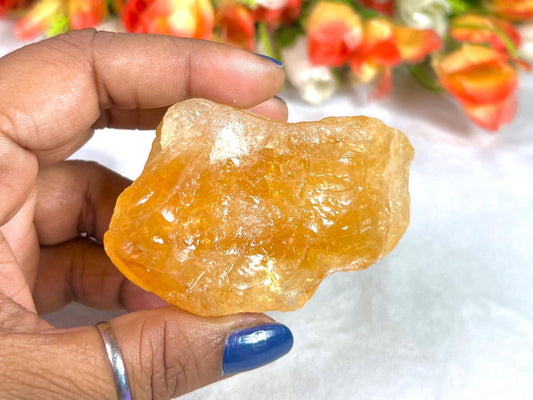 Premium Citrine Stone Natural Rough Stone with Beautiful Rainbow 94 Gram